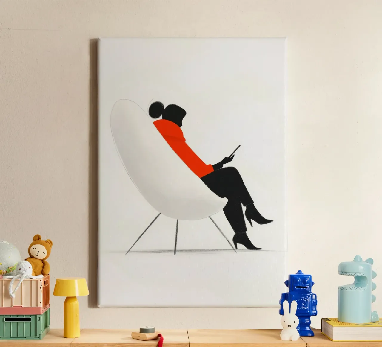 Iphone Frau Leben minimale Kunst Leinwand mit Schattenfugenrahmen von Justyna Jaszke JBJart