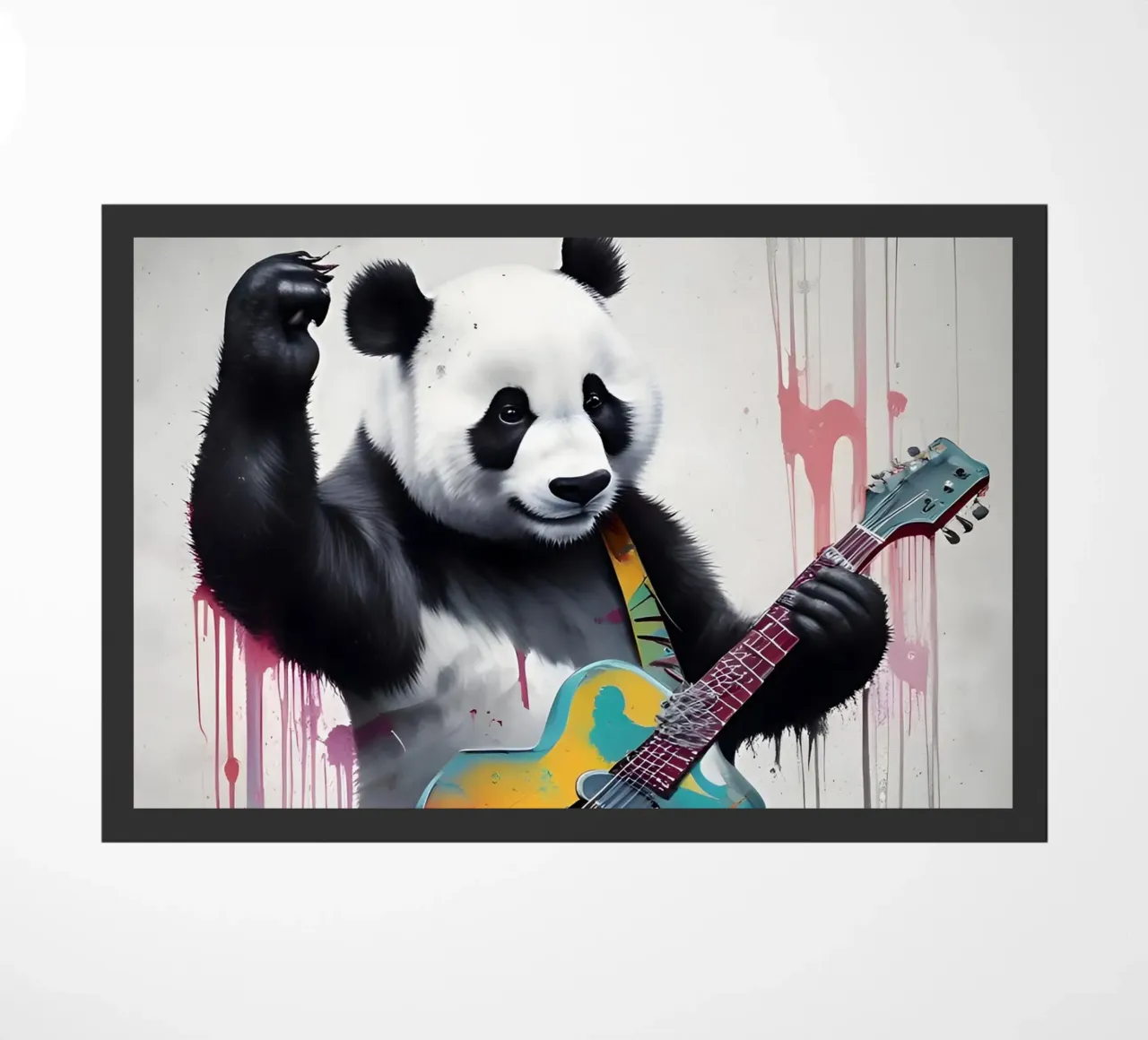 Panda playing guitar art doormat by MakArena
