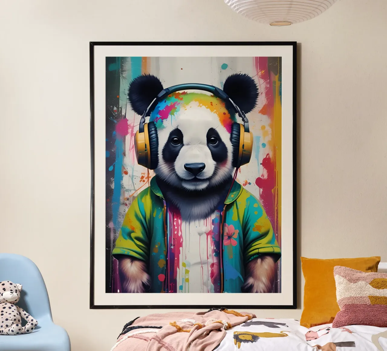 Panda meloman poster met aluminium frame van MakArena