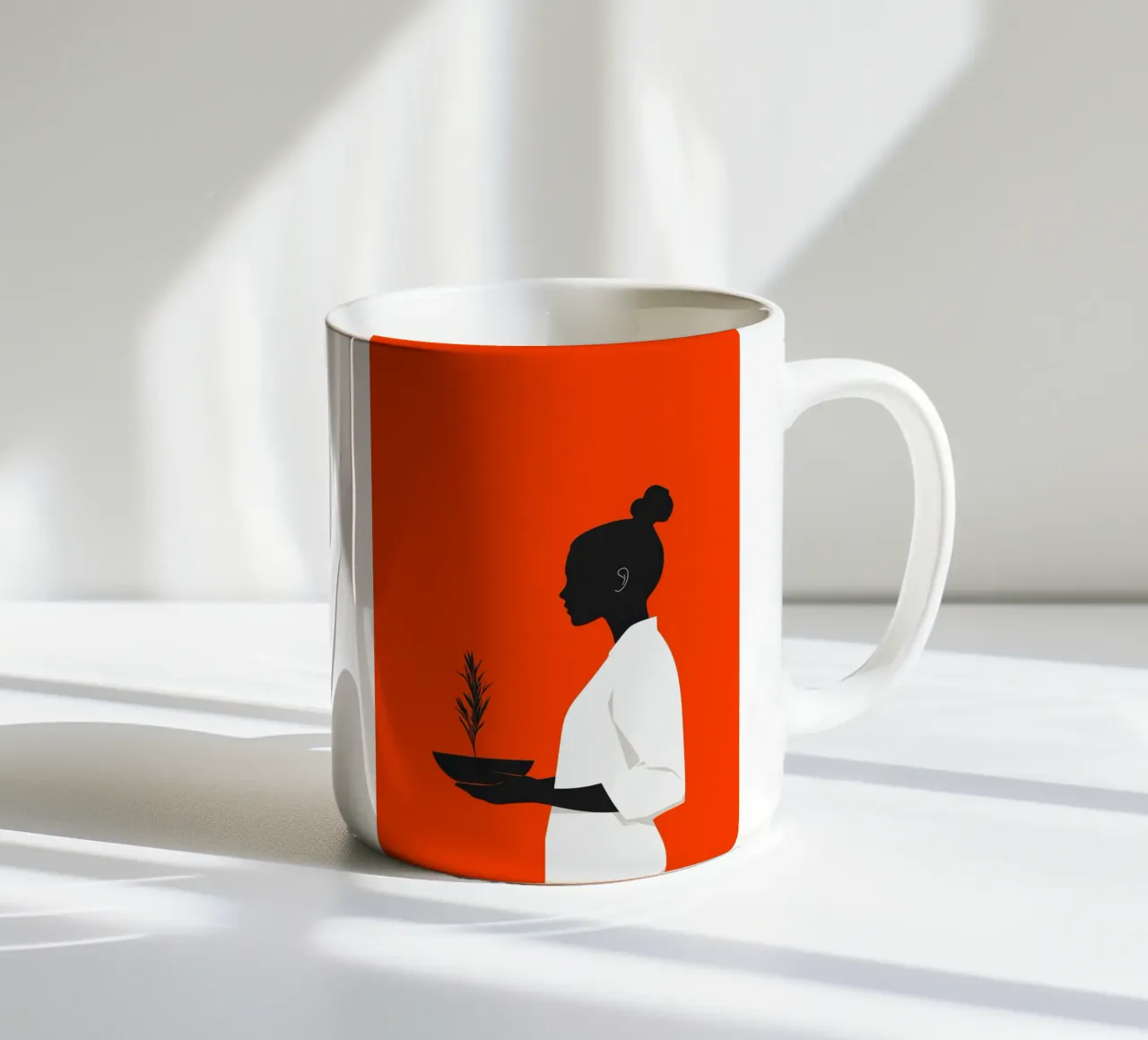 Pianta Donna vita minimal art tazza in ceramica da Justyna Jaszke JBJart