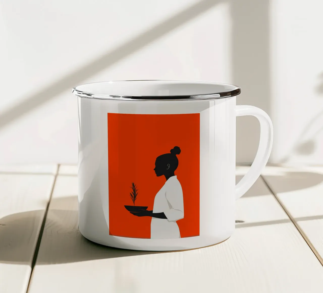 Pianta Donna vita minimal art tazza in smalto da Justyna Jaszke JBJart