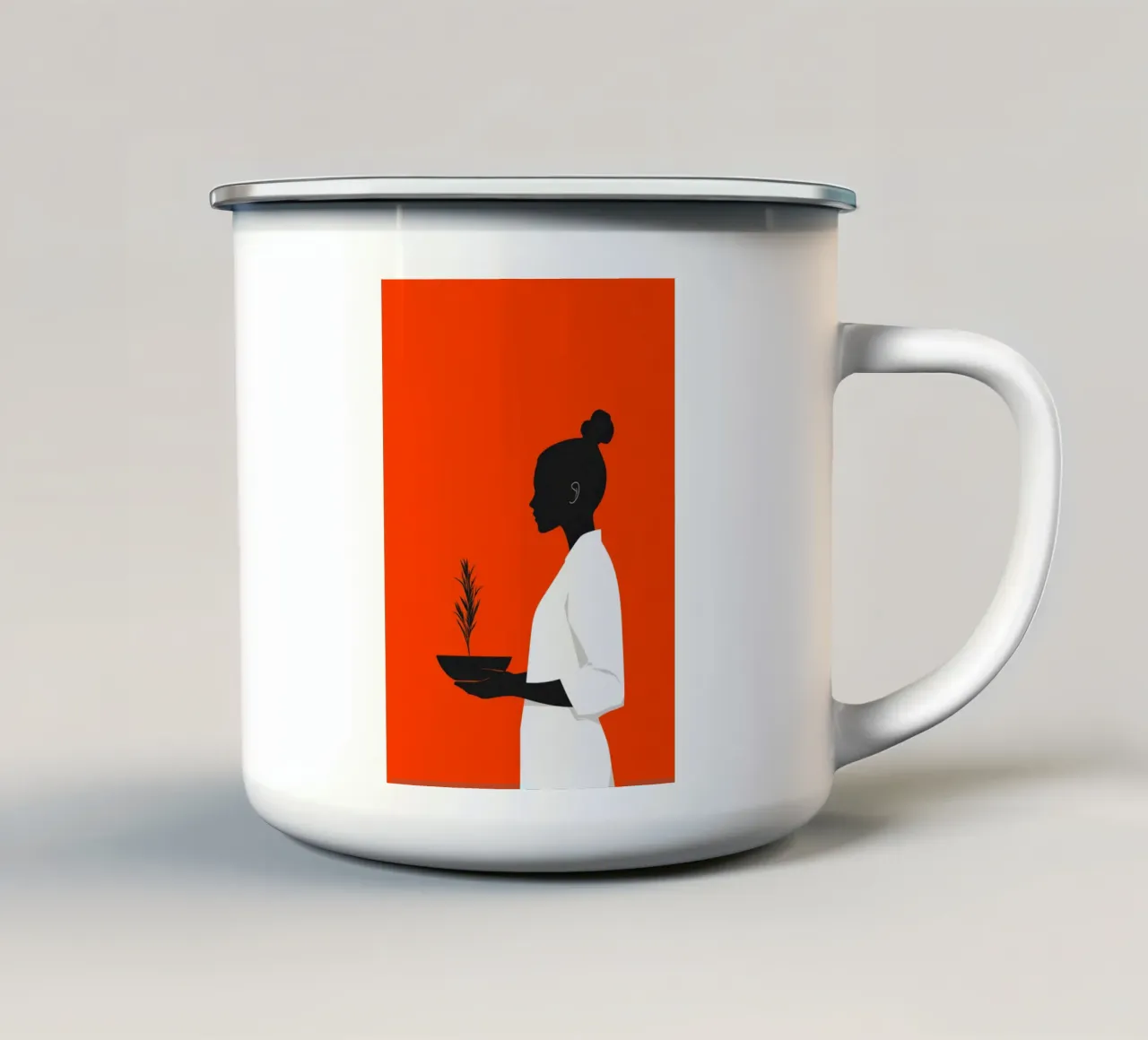 Pianta Donna vita minimal art tazza in smalto da Justyna Jaszke JBJart