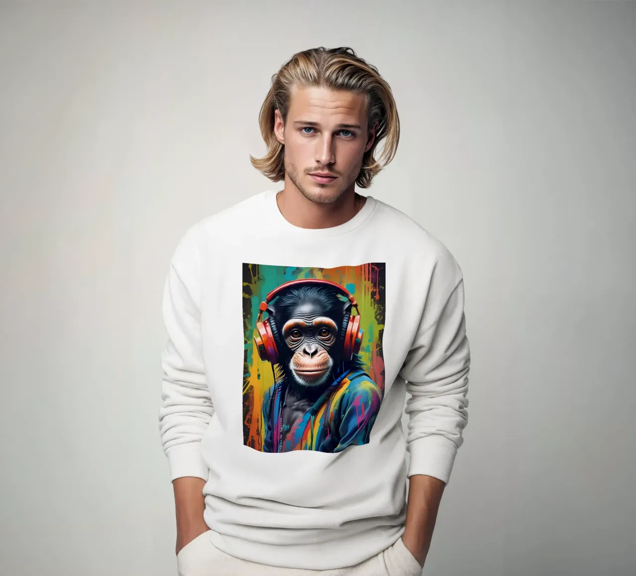 Scimmia con cuffie rosse felpa da MakArena