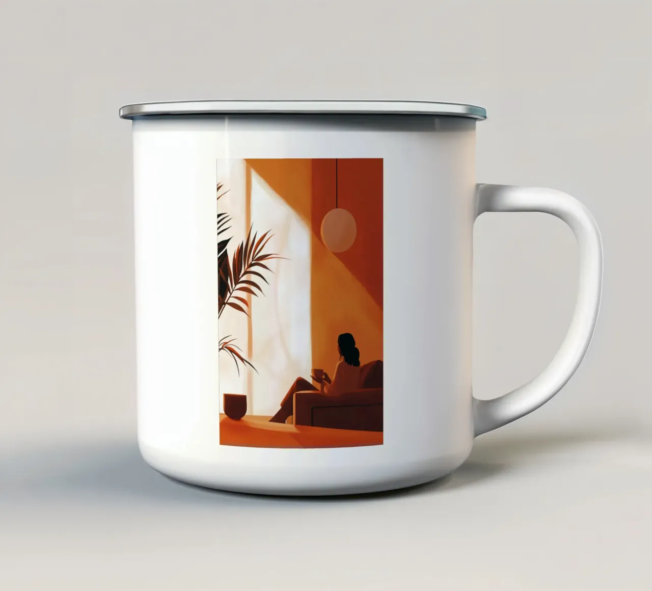 Giornata di sole Donna vita minimal art tazza in smalto da Justyna Jaszke JBJart