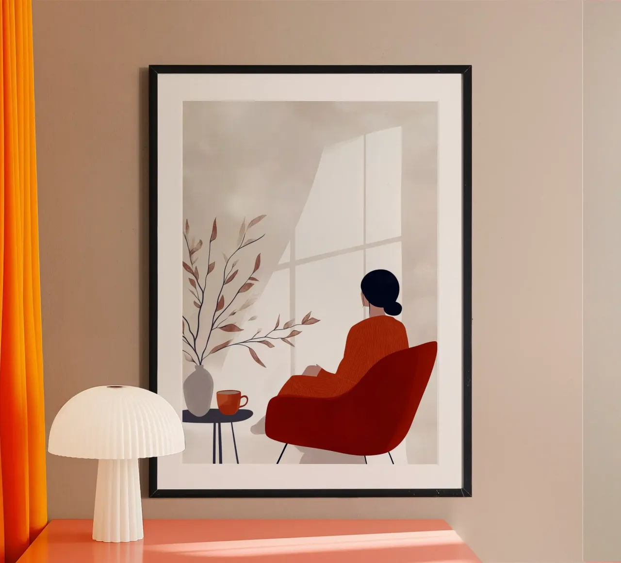 Abito rosso Donna vita arte minima carta hahnemühle da Justyna Jaszke JBJart