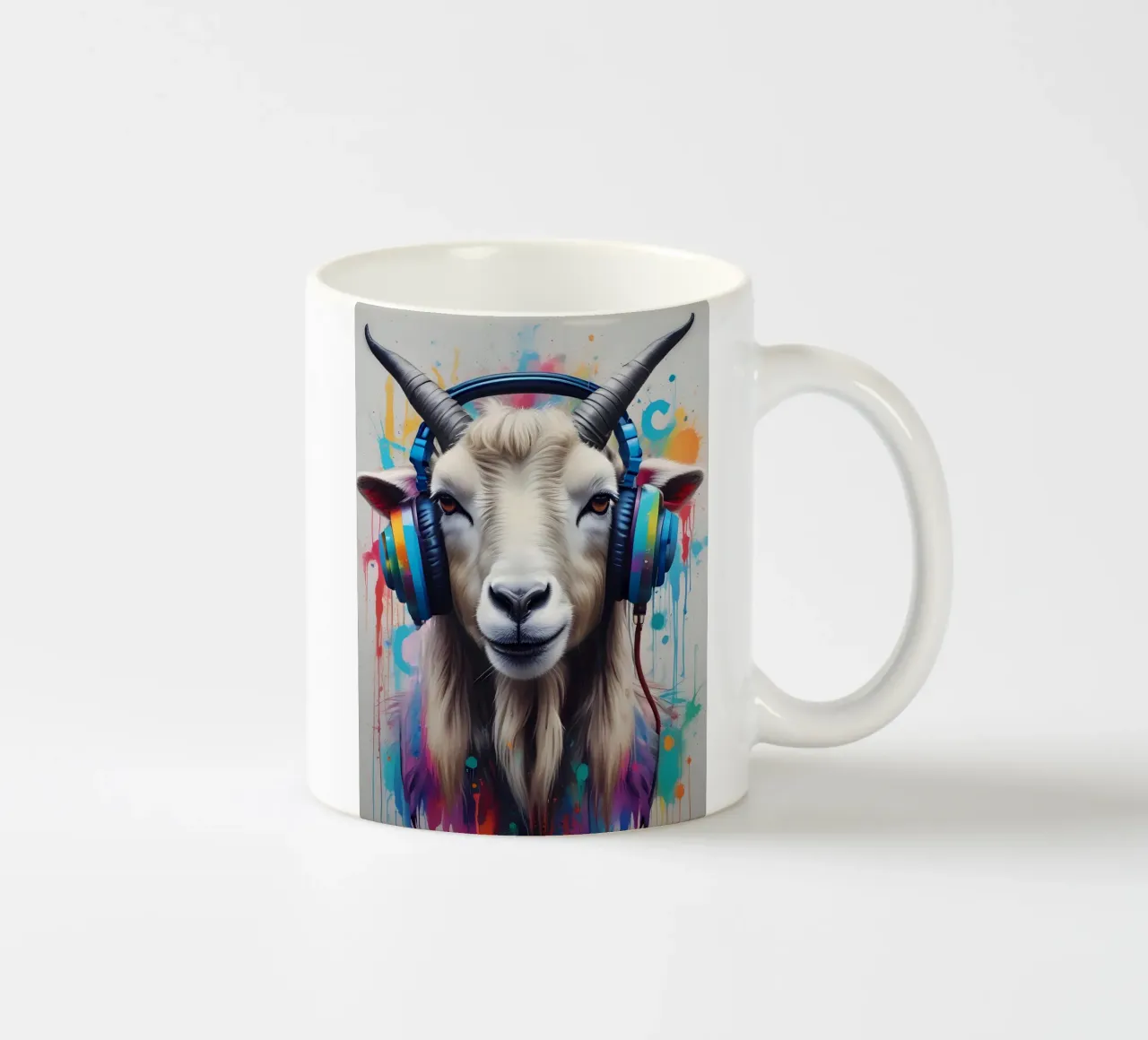 Goat in headphones ceramic mug by MakArena