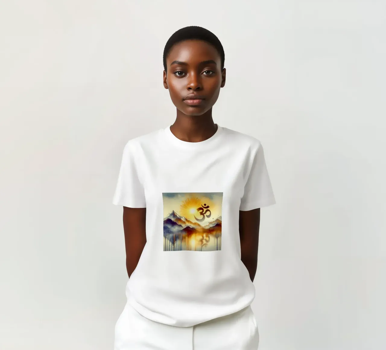 Om & Natuur - Berg - Aquarel stijl t-shirt van spiritual