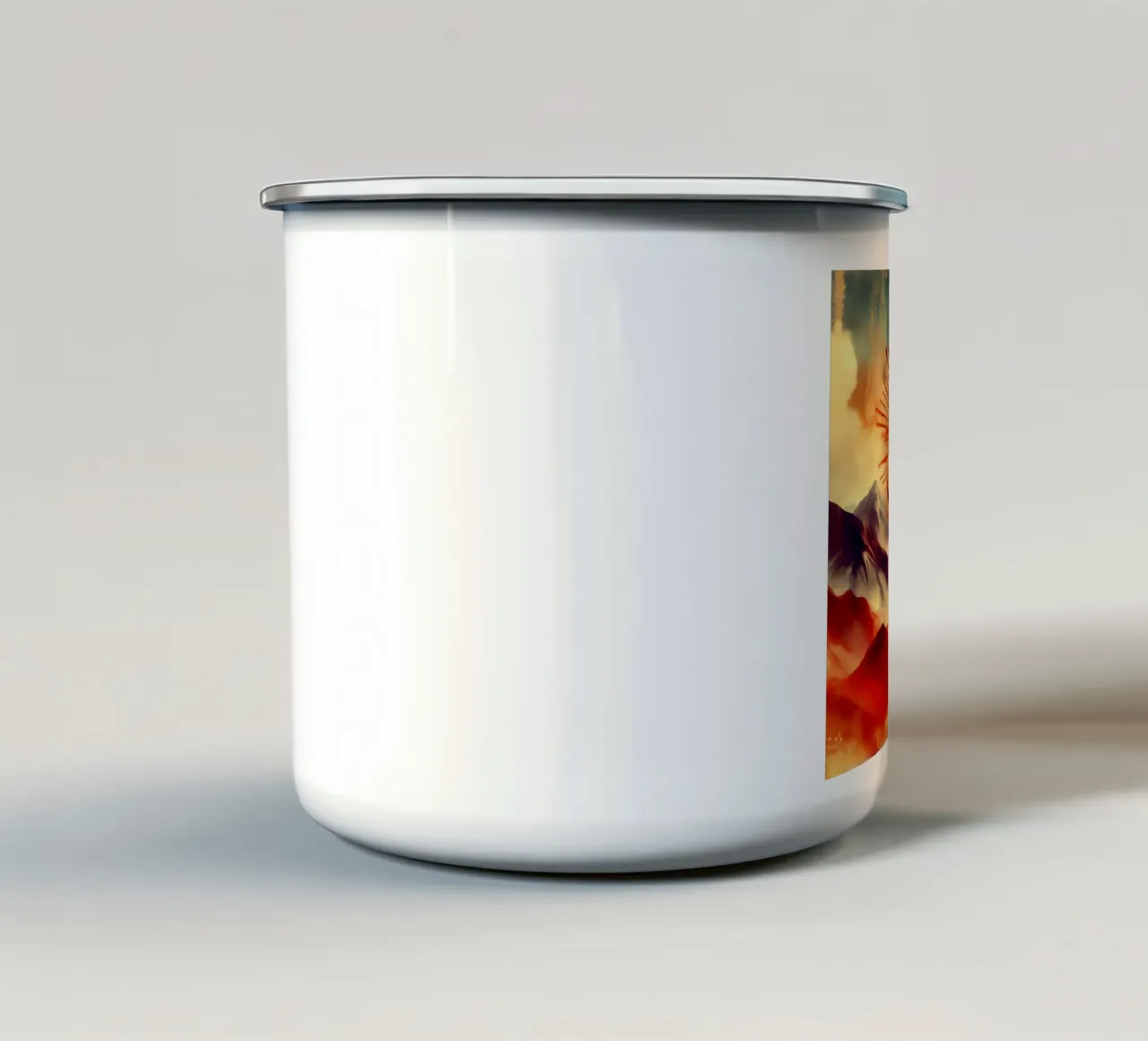 Om & Nature - Mountain - Watercolour style enamel mug by spiritual