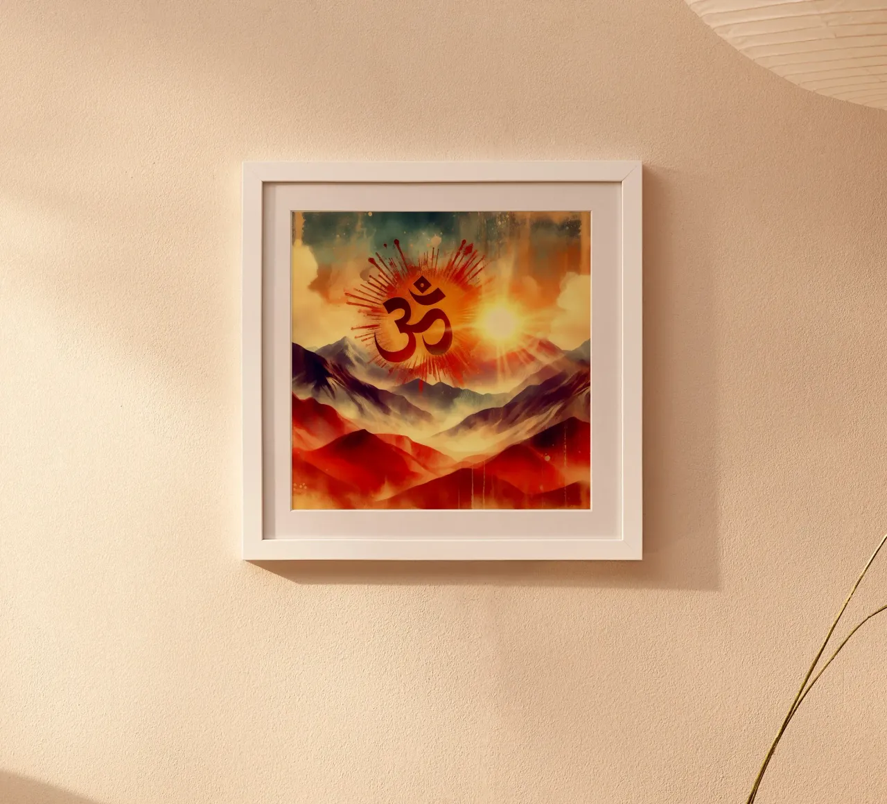 Om e natura - Montagna - Acquarello poster con telaio in plastica da spiritual