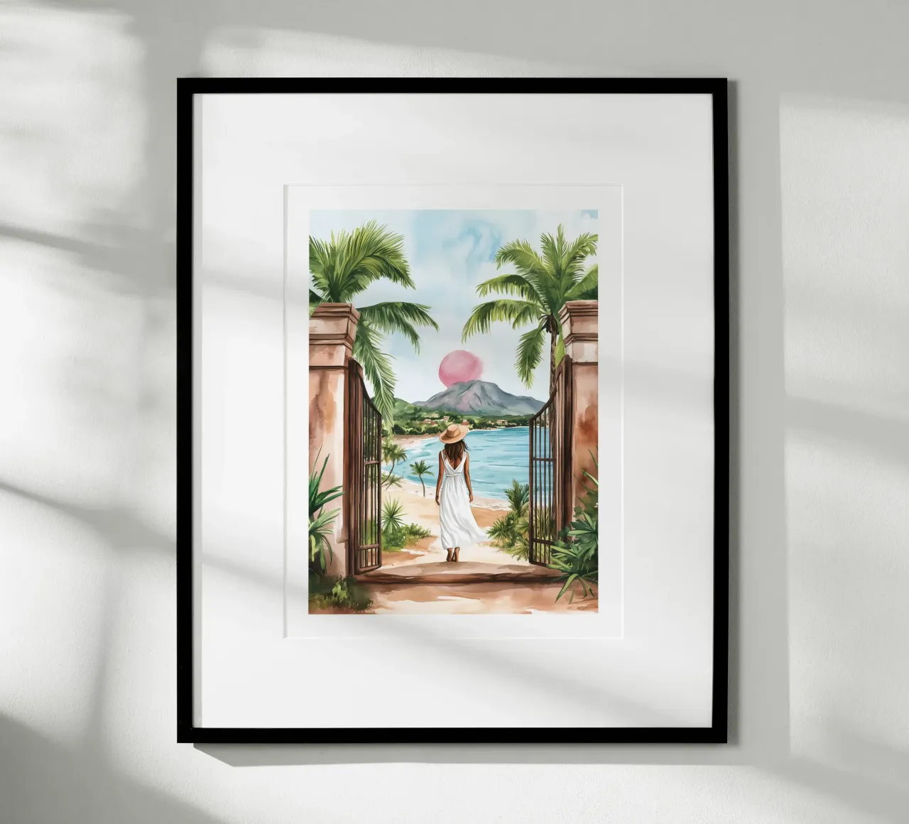 Donna rivolta verso l'orizzonte tropicale carta hahnemühle da Shores & Skies
