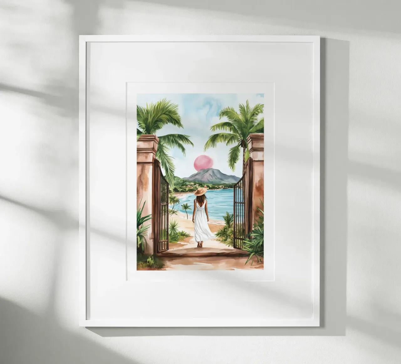 Donna rivolta verso l'orizzonte tropicale carta hahnemühle da Shores & Skies