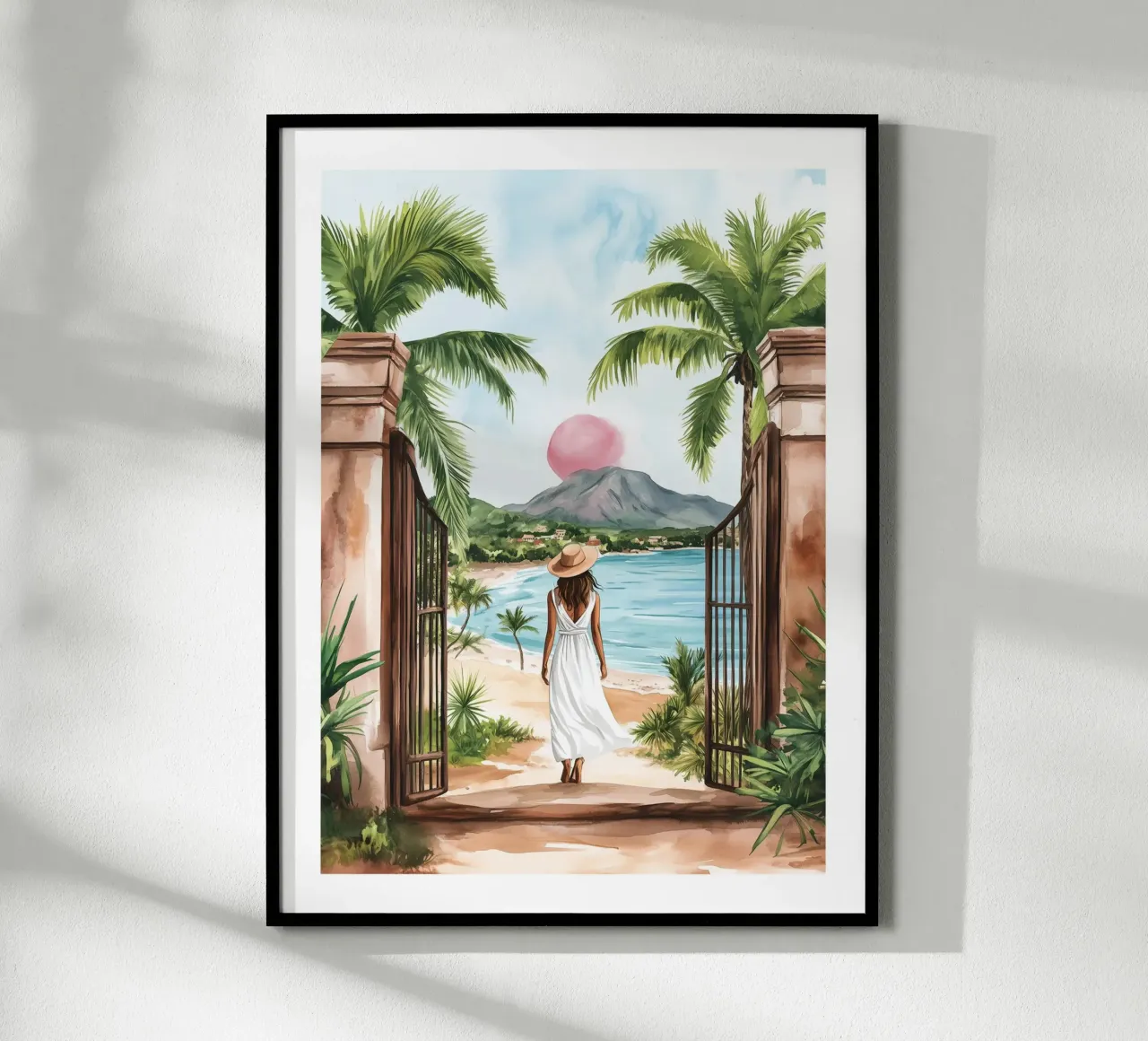 Donna rivolta verso l'orizzonte tropicale carta hahnemühle da Shores & Skies