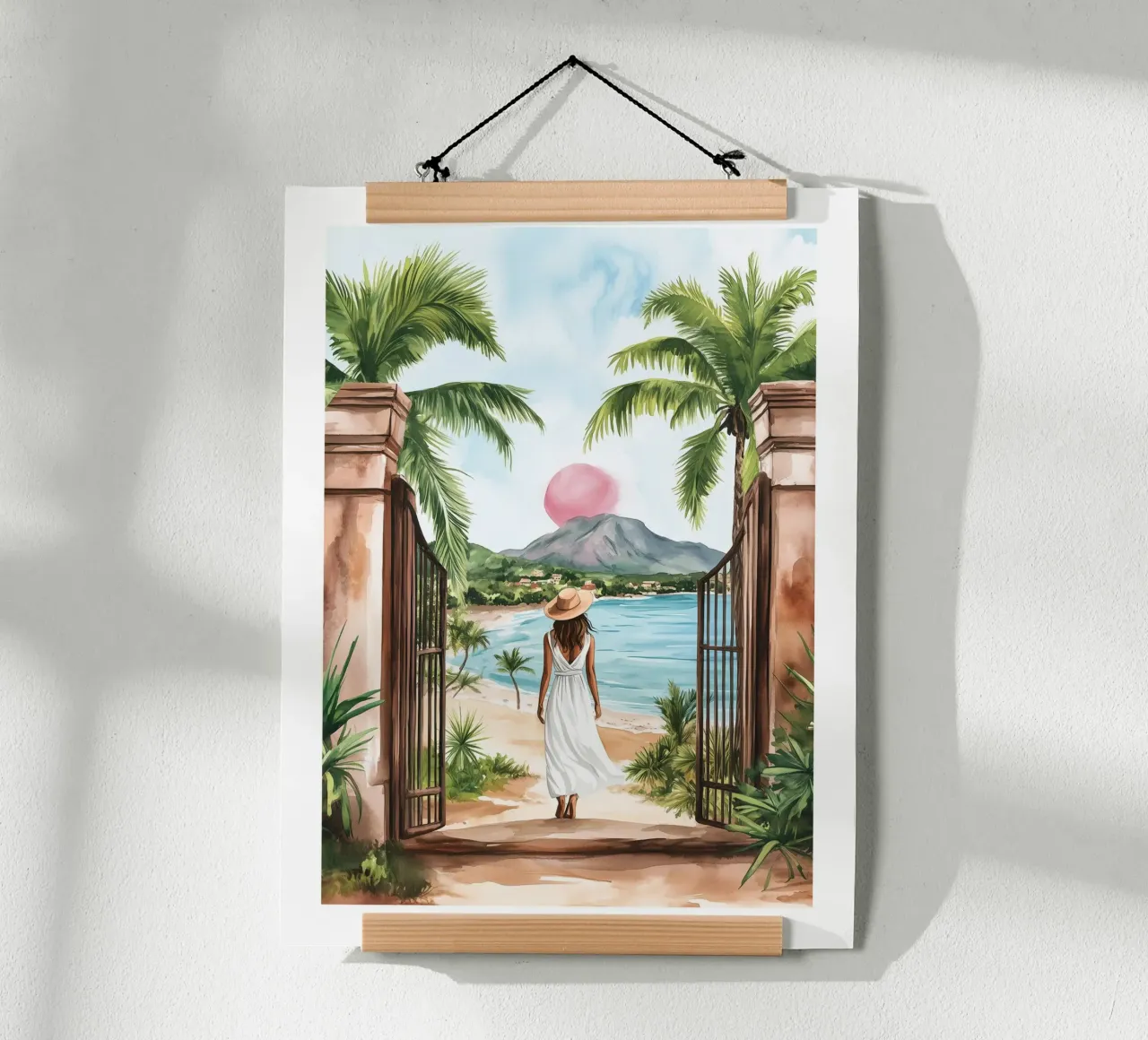 Donna rivolta verso l'orizzonte tropicale carta hahnemühle da Shores & Skies
