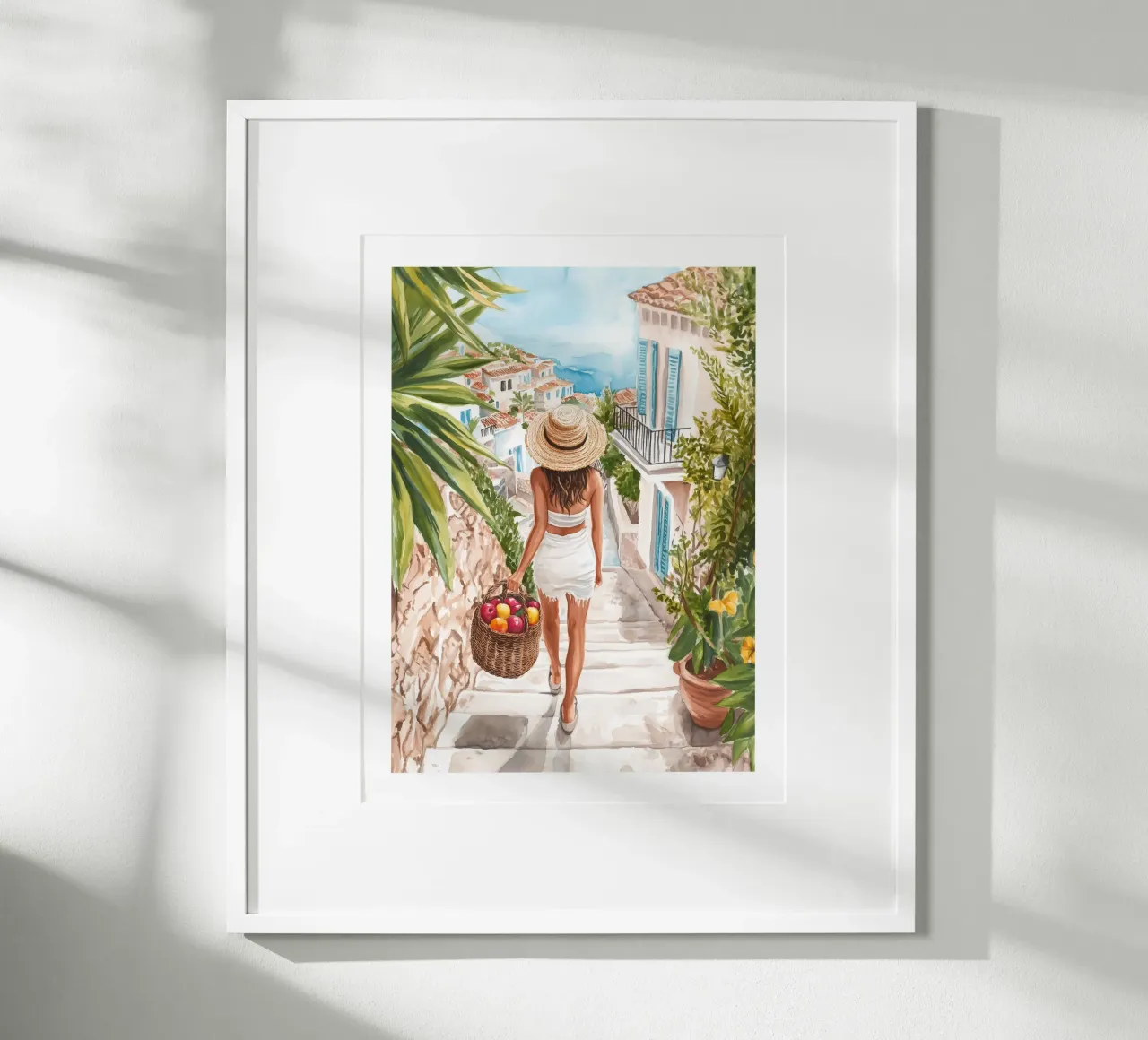Una passeggiata nel Mediterraneo poster con telaio in legno da Shores & Skies