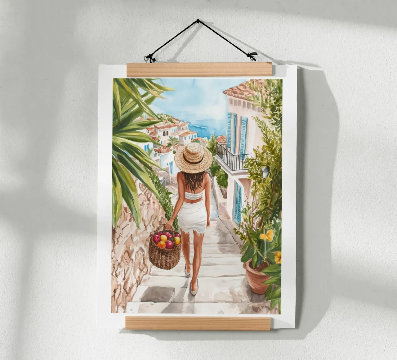 Una passeggiata nel Mediterraneo poster con telaio in legno da Shores & Skies