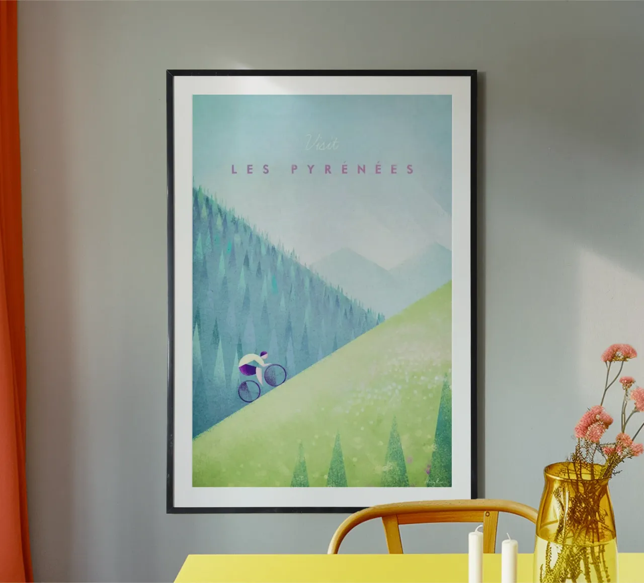 Les Pyrénées poster con telaio in alluminio da Henry Rivers
