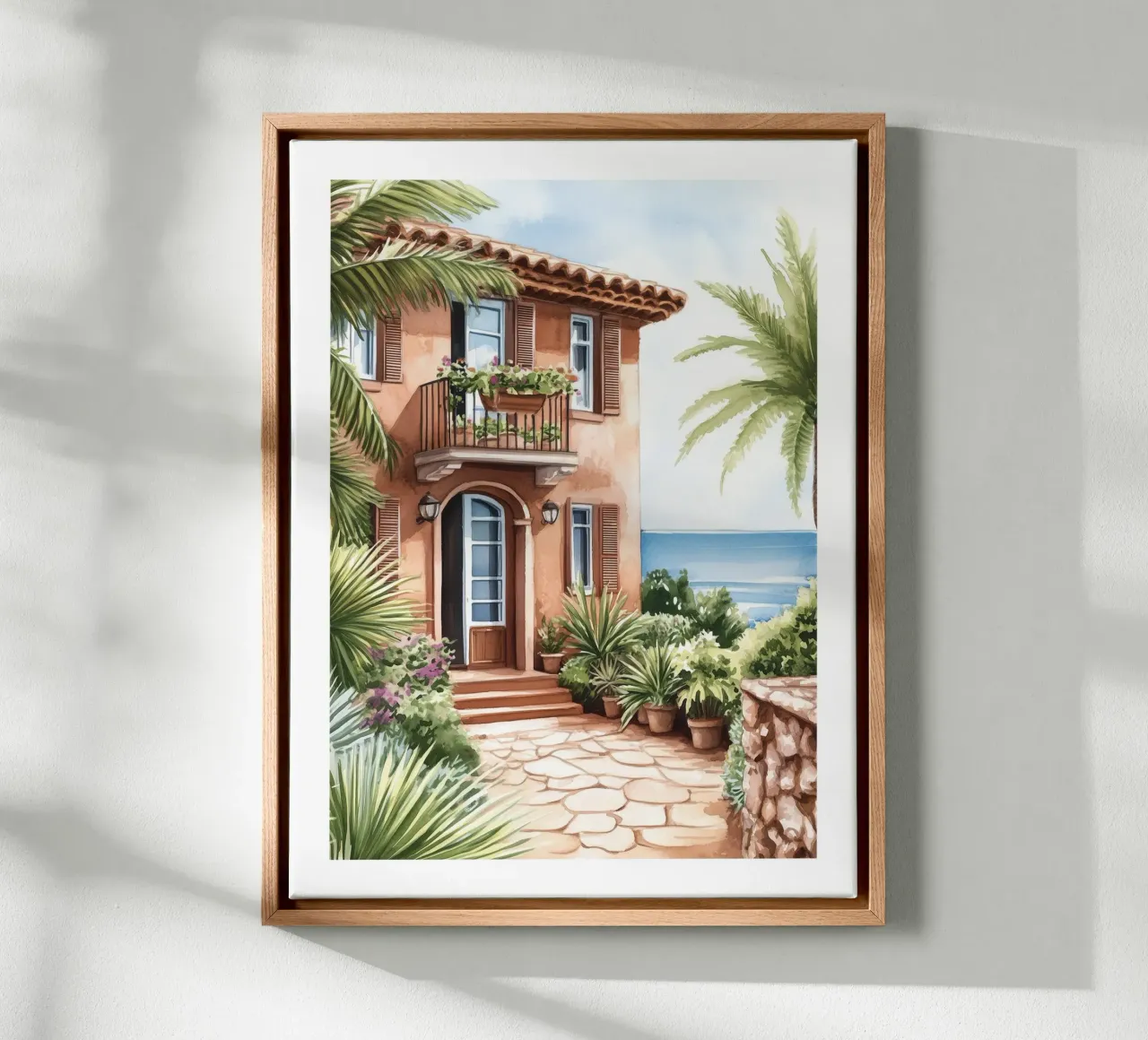 Mediterraan huis canvas met Baklijst van Shores & Skies