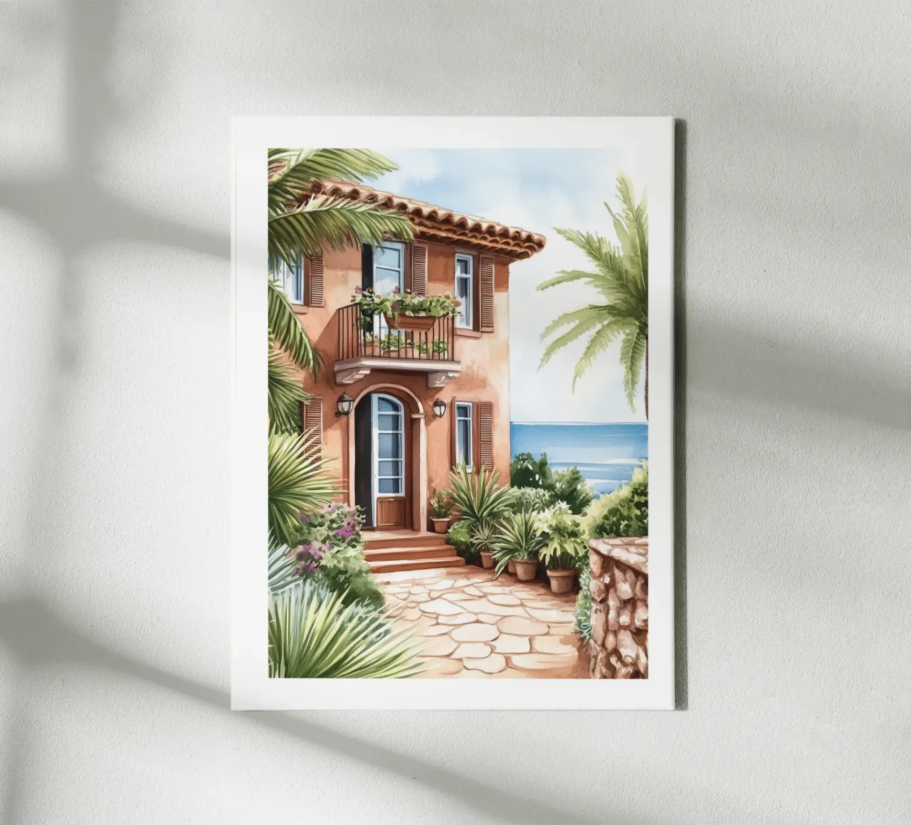Mediterraan huis canvas met Baklijst van Shores & Skies