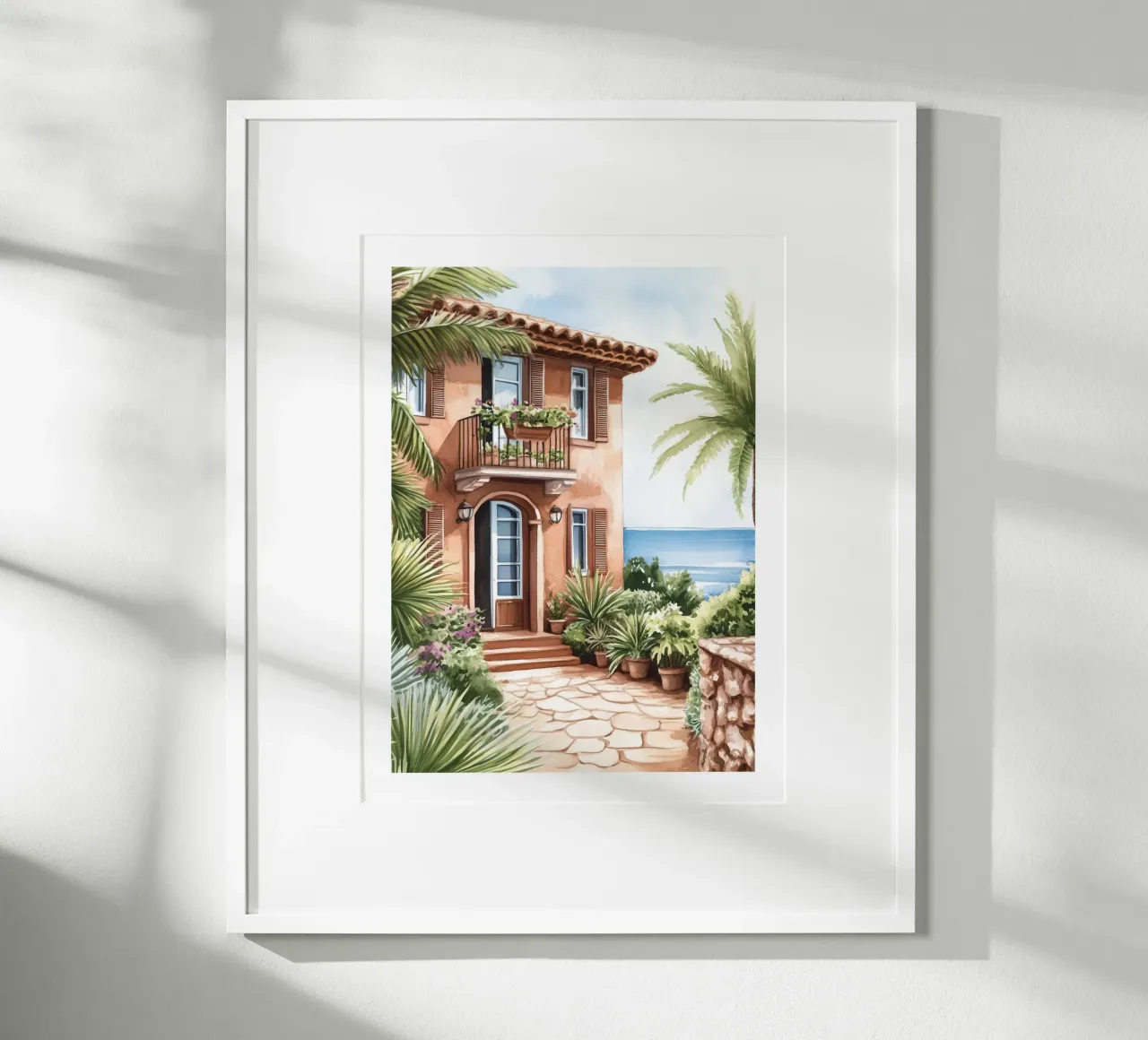 Casa mediterranea poster con telaio in legno da Shores & Skies