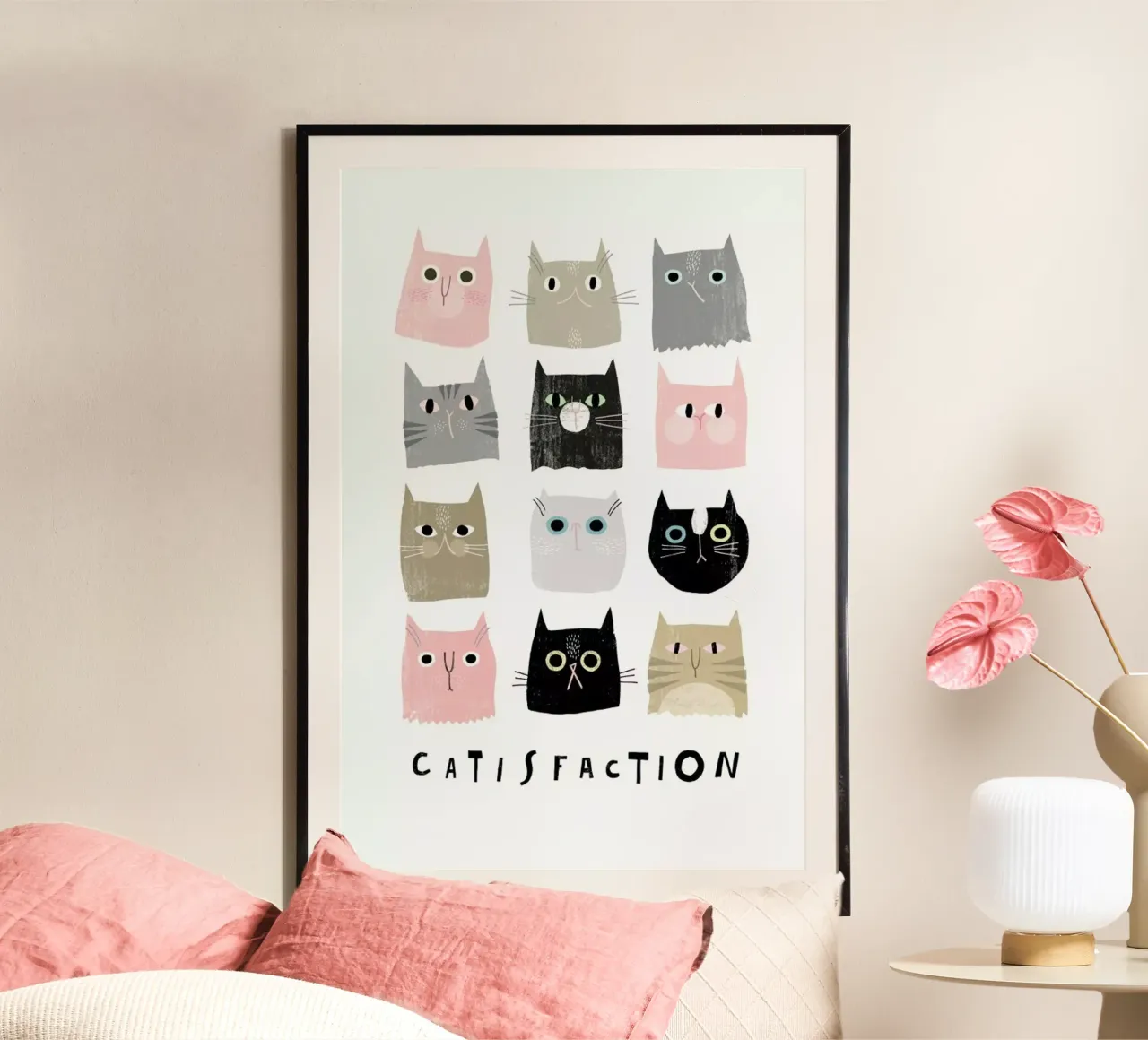 Catisfaction No. 1 poster con telaio in legno da typealive