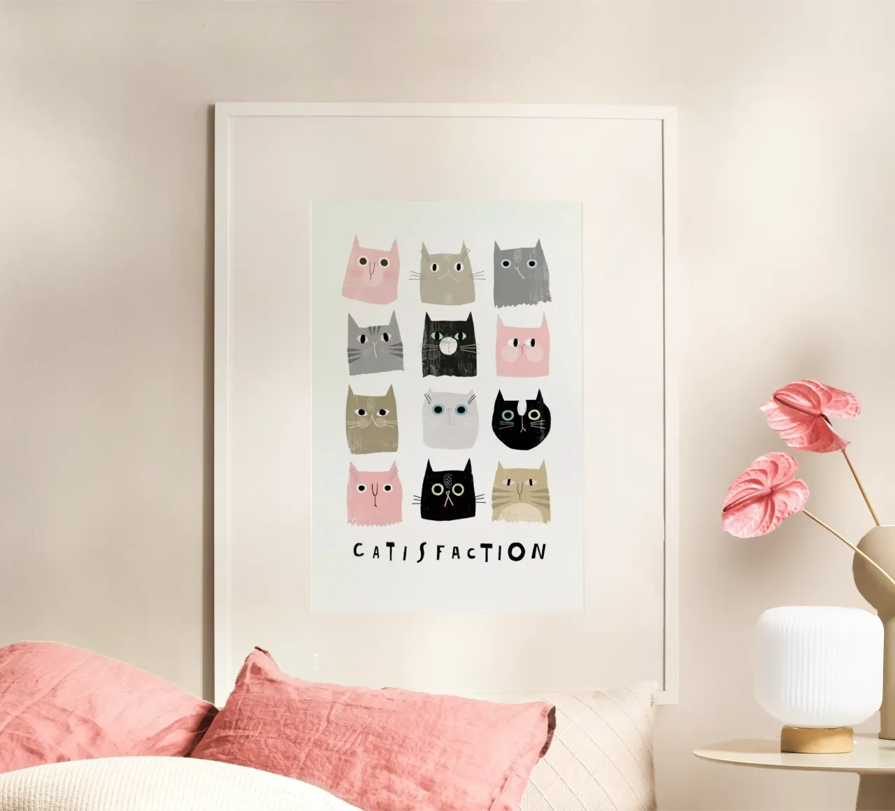 Catisfaction No. 1 poster con telaio in legno da typealive