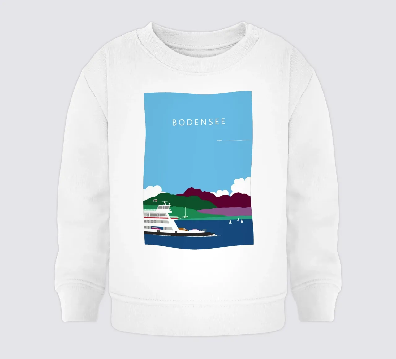 Bodensee mit Fähre Konstanz - Meersburg und Säntis felpa neonato da Taimanta