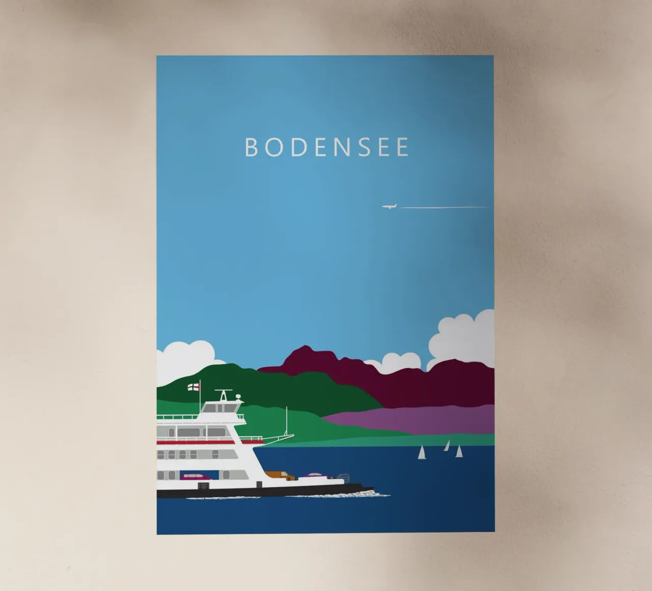 Bodensee mit Fähre Konstanz - Meersburg und Säntis pellicola backlit da Taimanta