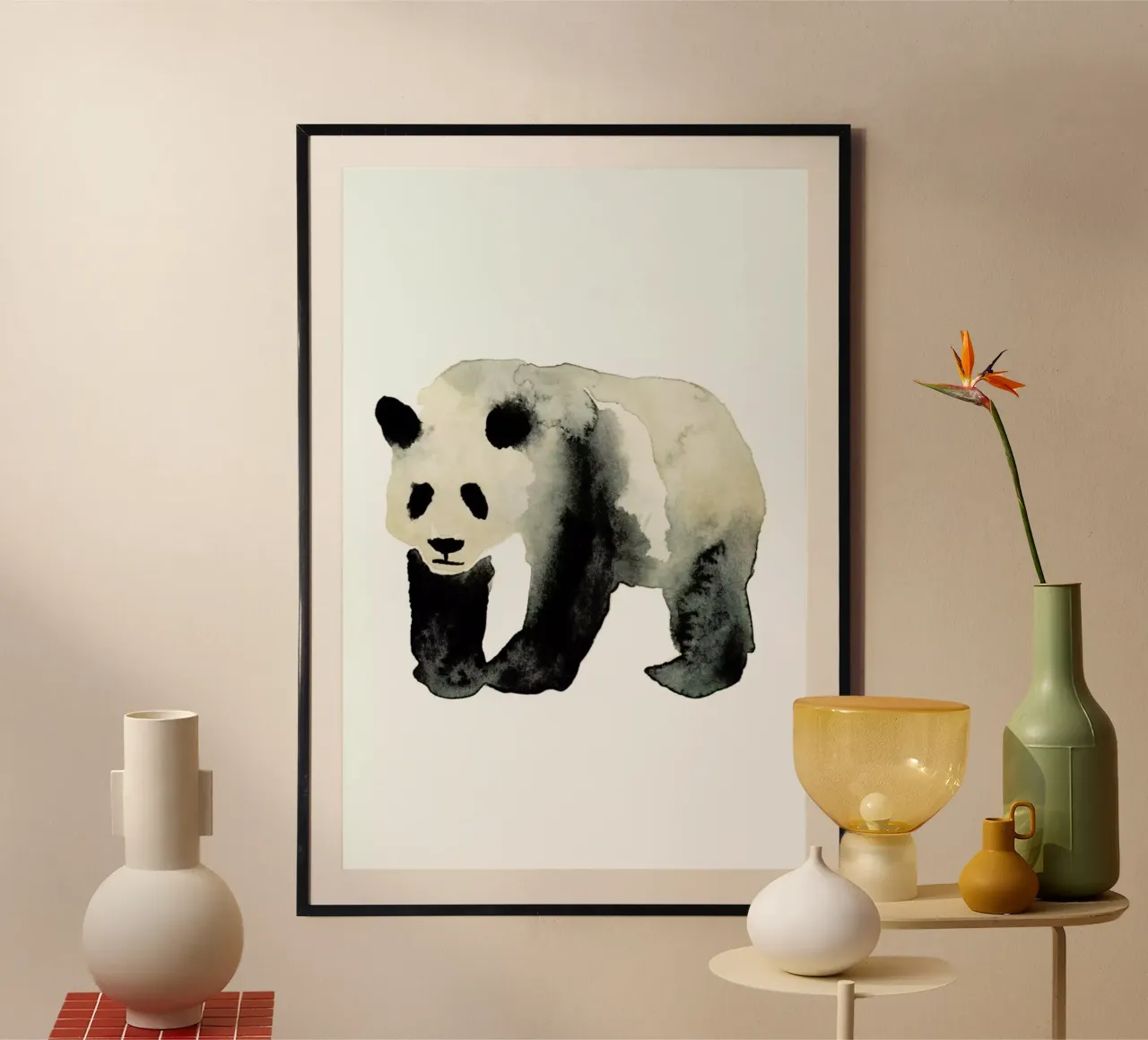 Panda poster con telaio in legno da Farina Kuklinski