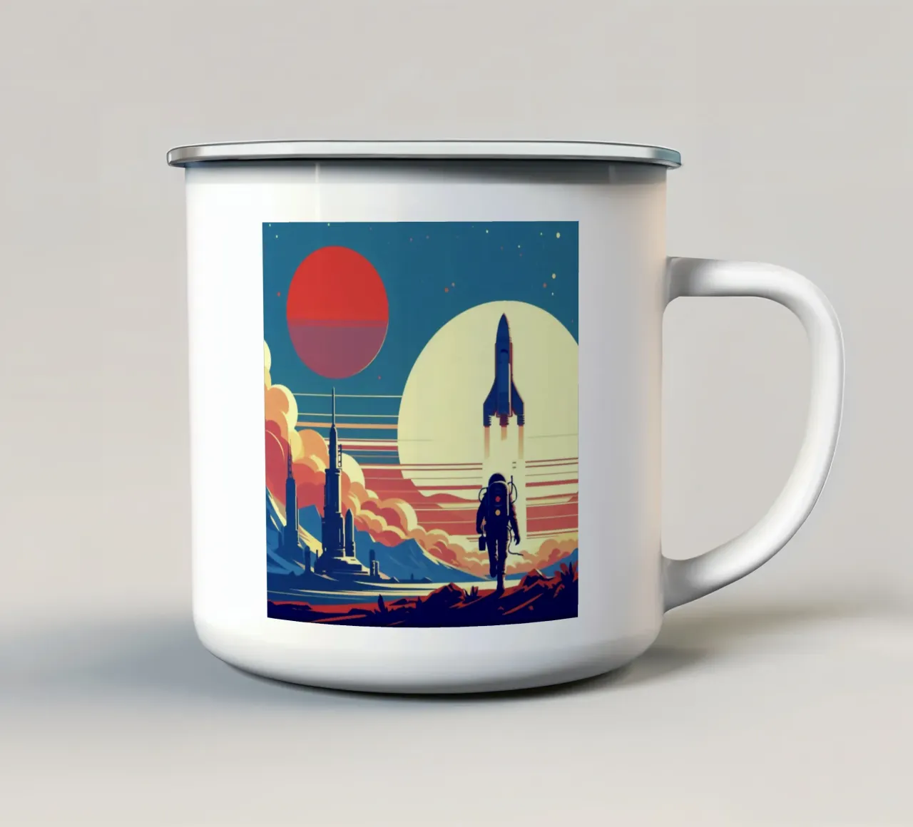 Mars Rocket - Stampa poster d'epoca tazza in smalto da posterprints-by-nomad