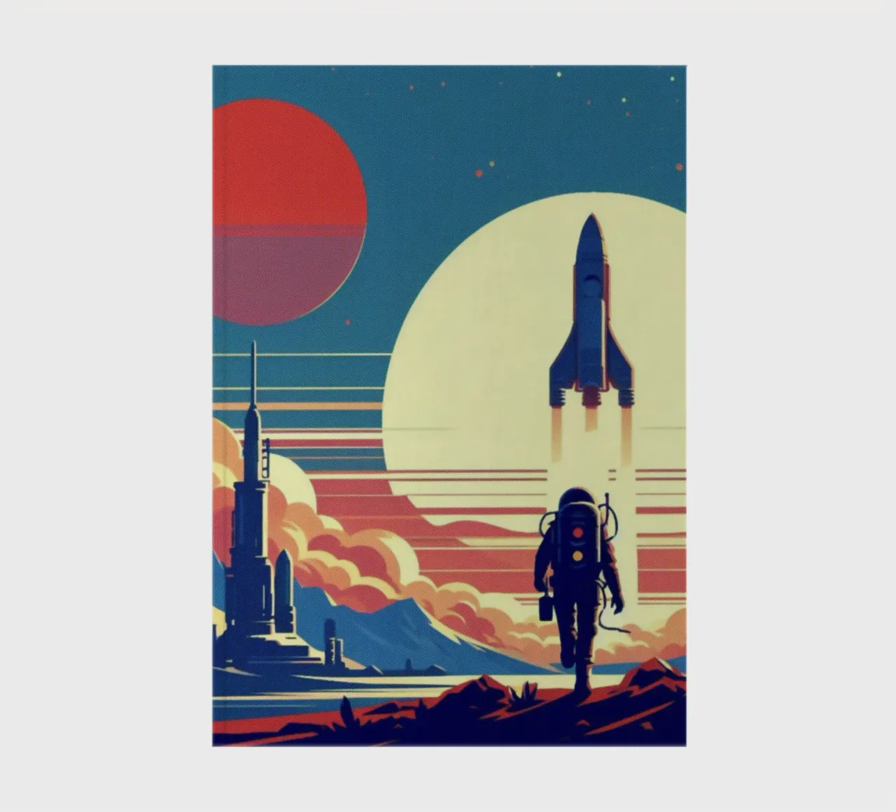 Mars Rocket - Vintage poster print notebook by posterprints-by-nomad