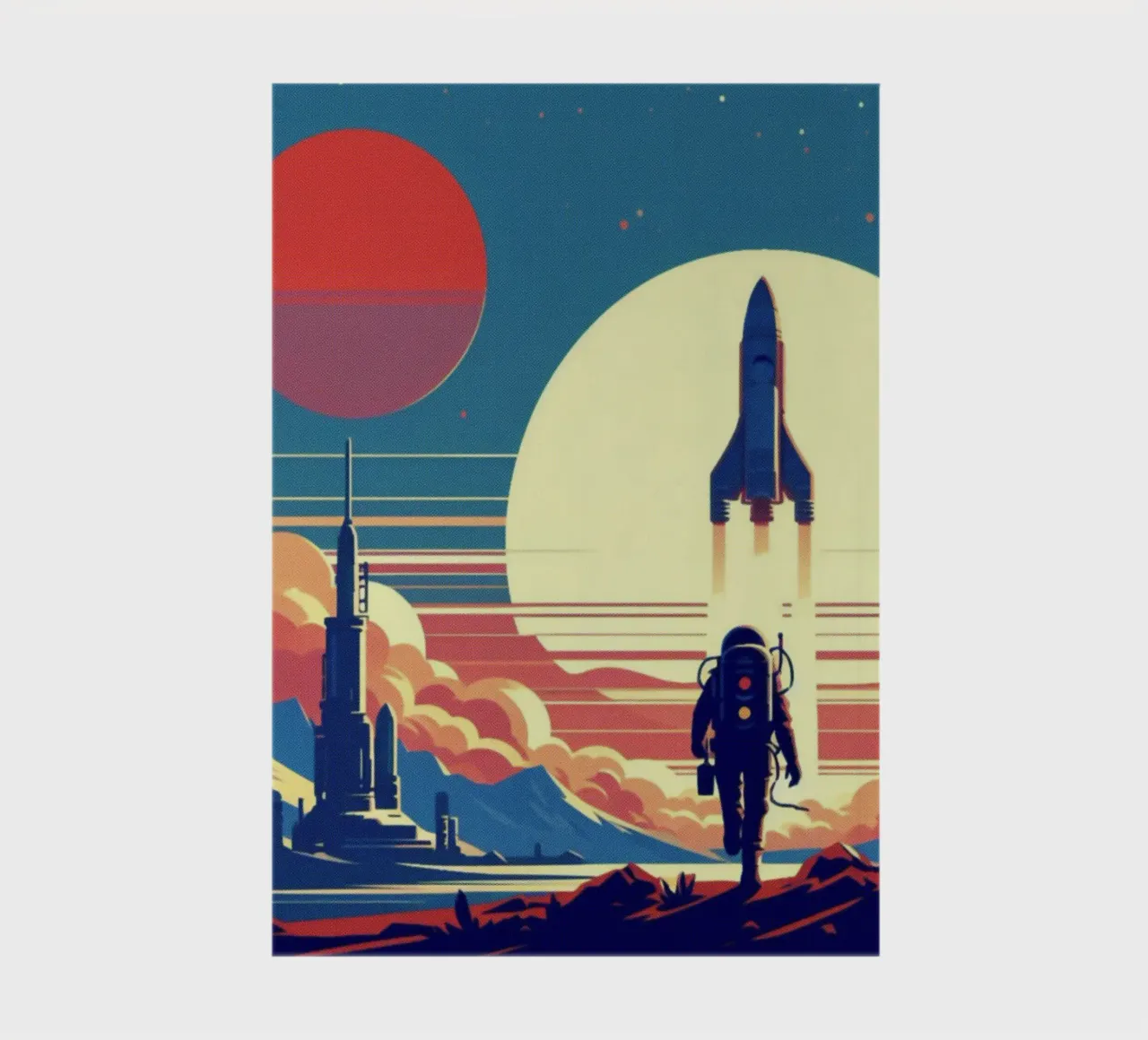 Mars Rocket - Vintage poster print notebook by posterprints-by-nomad