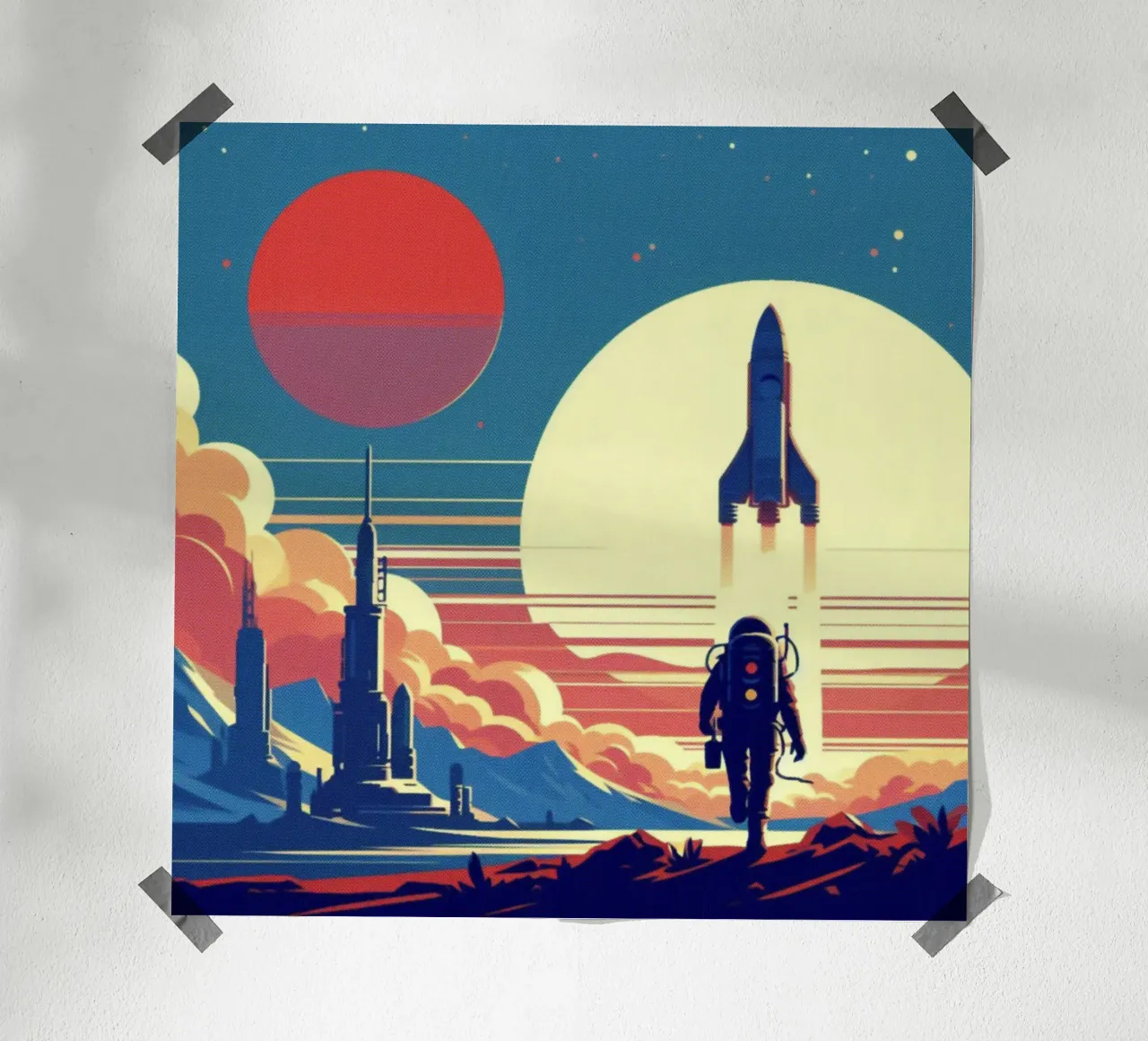 Mars Rocket - Stampa poster d'epoca poster con telaio in legno da posterprints-by-nomad