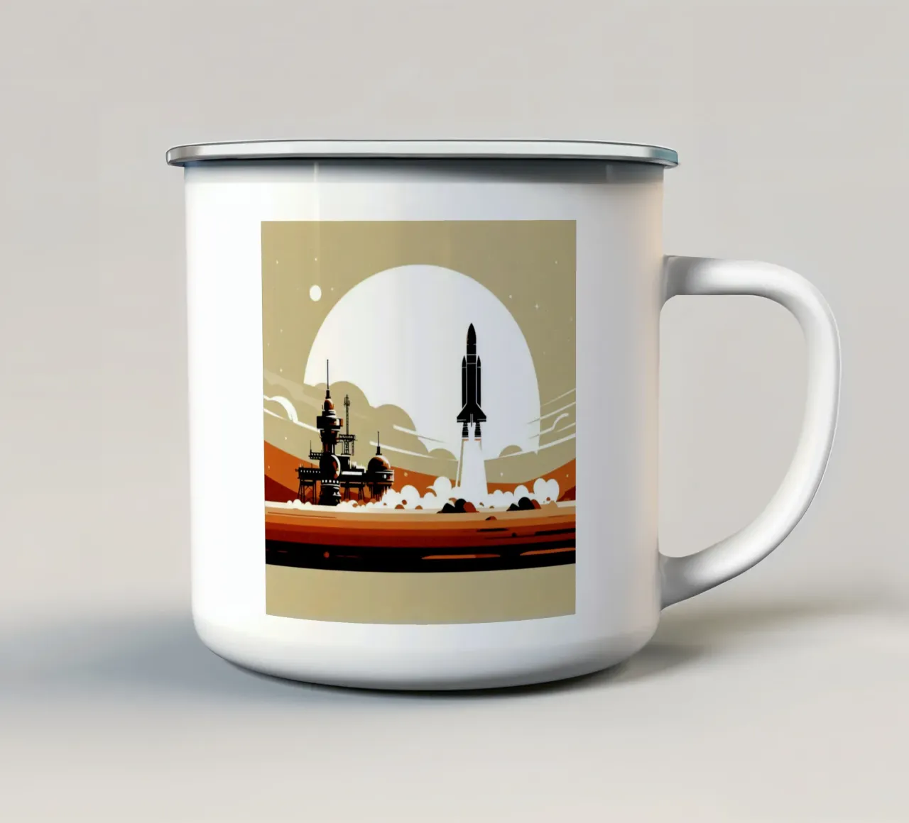 Mars Rocket - Stampa poster d'epoca tazza in smalto da posterprints-by-nomad