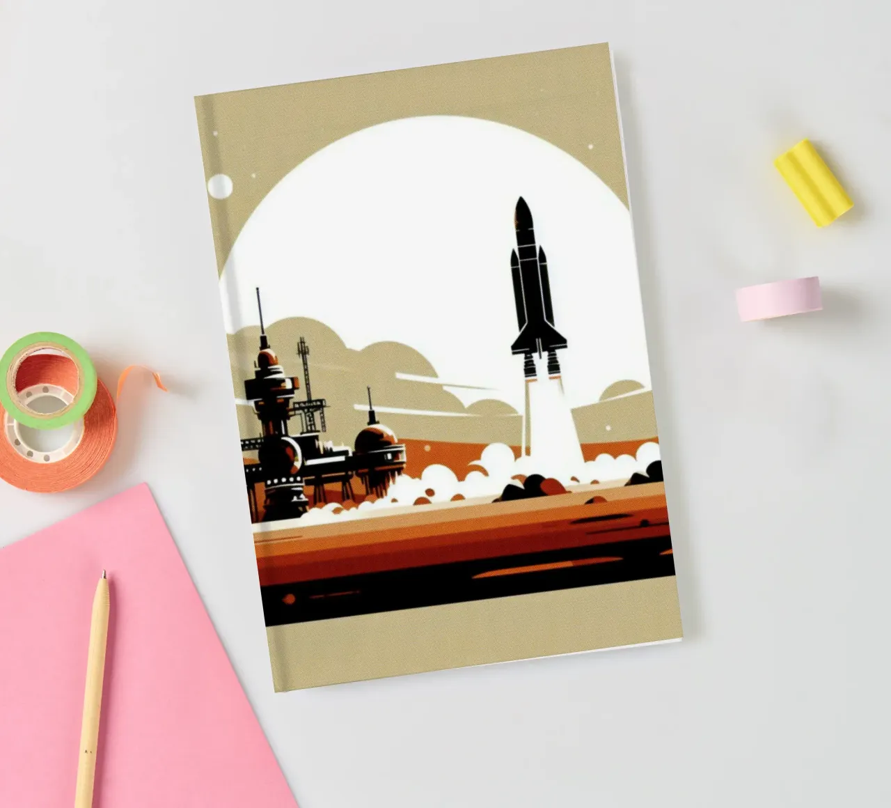 Mars Rocket - Vintage poster print notebook by posterprints-by-nomad