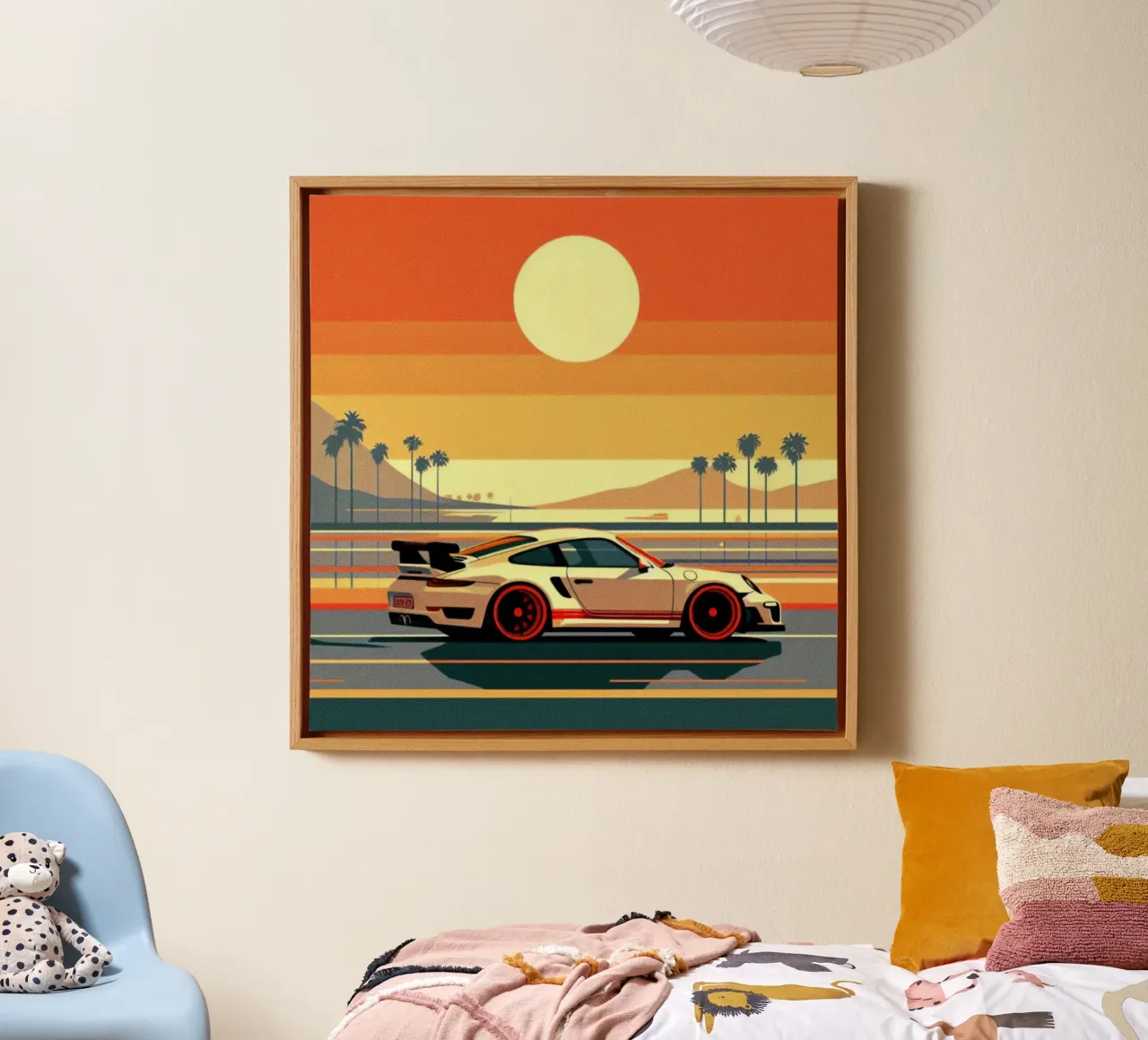 Porsche al tramonto - Stampa poster d'epoca tela con Cornice a cassetta da posterprints-by-nomad
