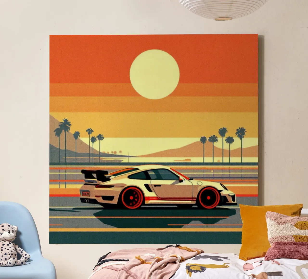 Porsche al tramonto - Stampa poster d'epoca tela con Cornice a cassetta da posterprints-by-nomad