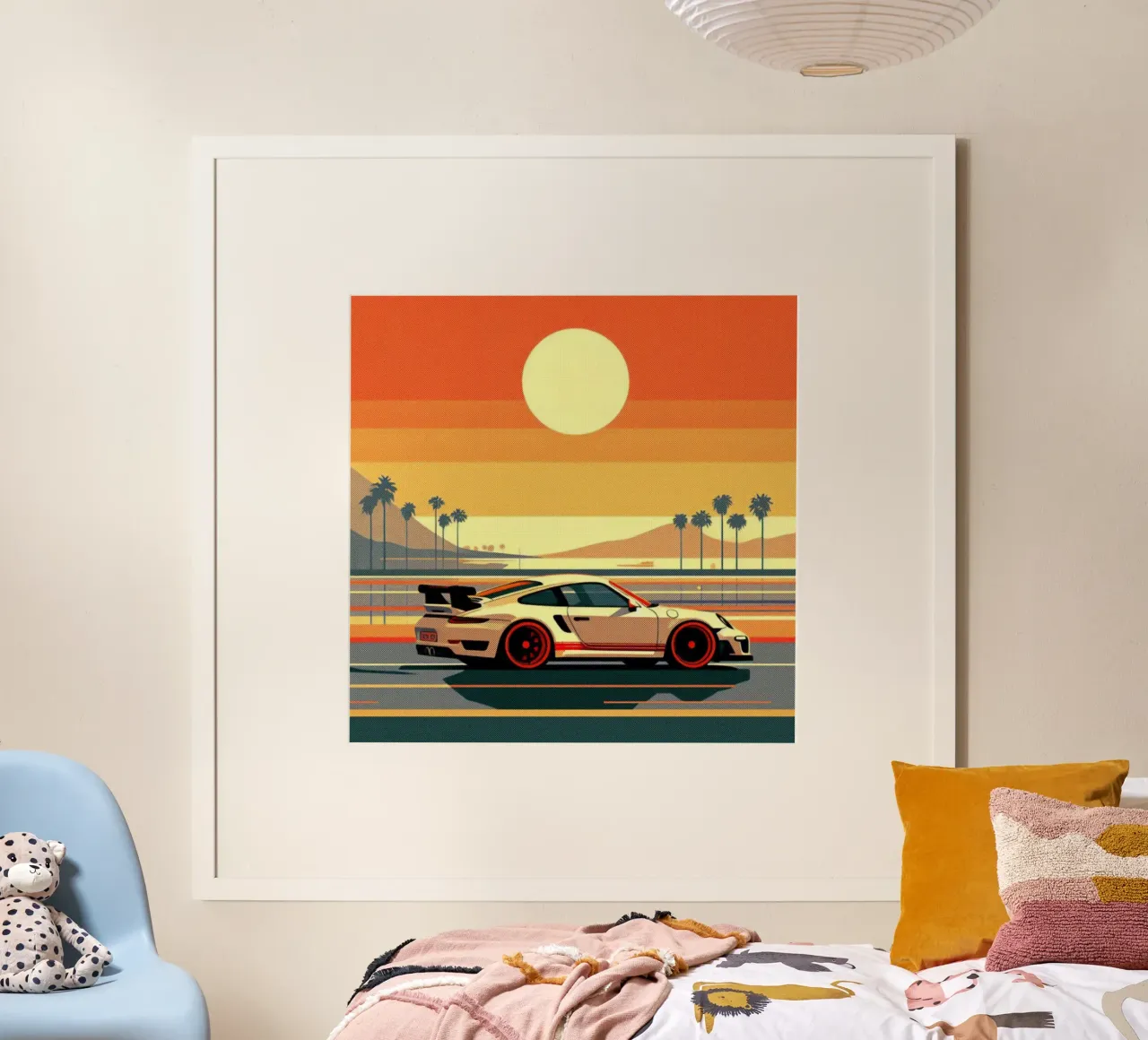 Porsche al tramonto - Stampa poster d'epoca poster con telaio in plastica da posterprints-by-nomad