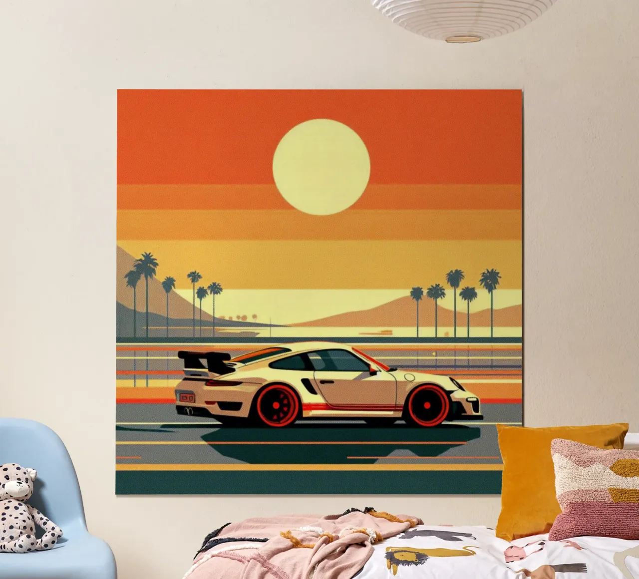 Porsche al tramonto - Stampa poster d'epoca poster con telaio in plastica da posterprints-by-nomad