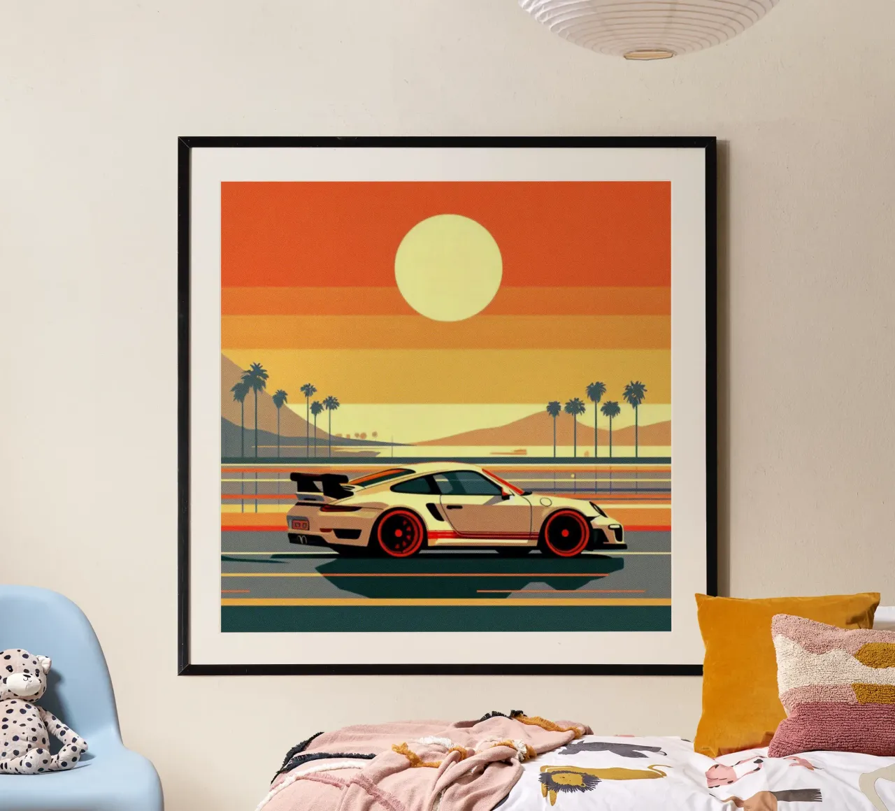Porsche al tramonto - Stampa poster d'epoca poster con telaio in plastica da posterprints-by-nomad
