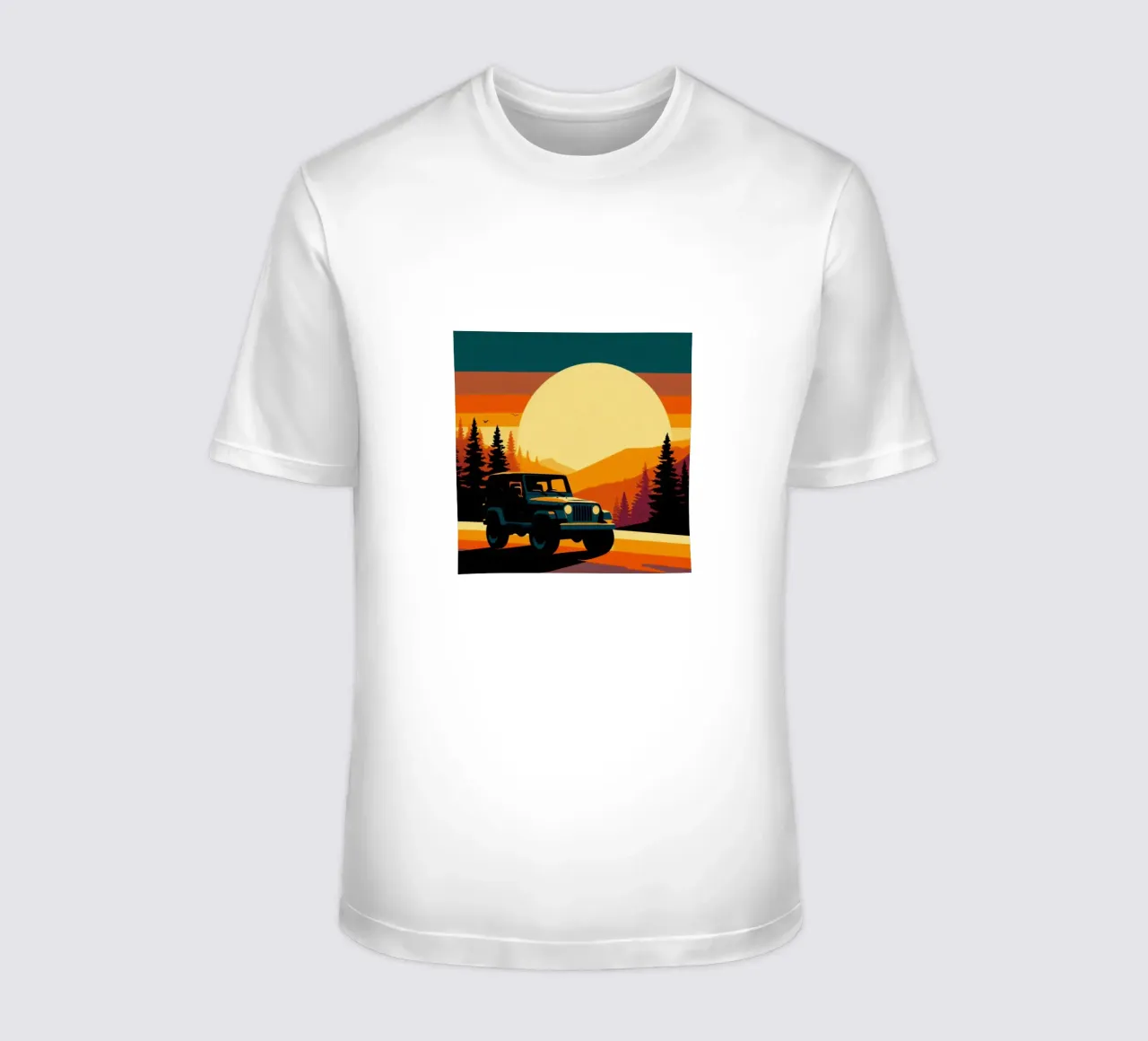 Sunset Jeep 4x4 - Vintage Posterdruck t-shirt de posterprints-by-nomad