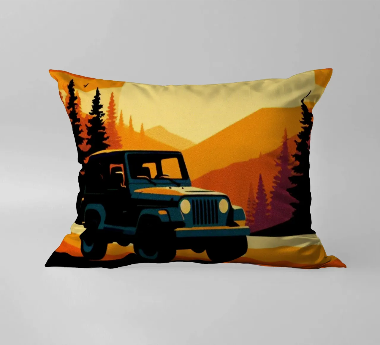 Tramonto Jeep 4x4 - Poster vintage cuscino da posterprints-by-nomad