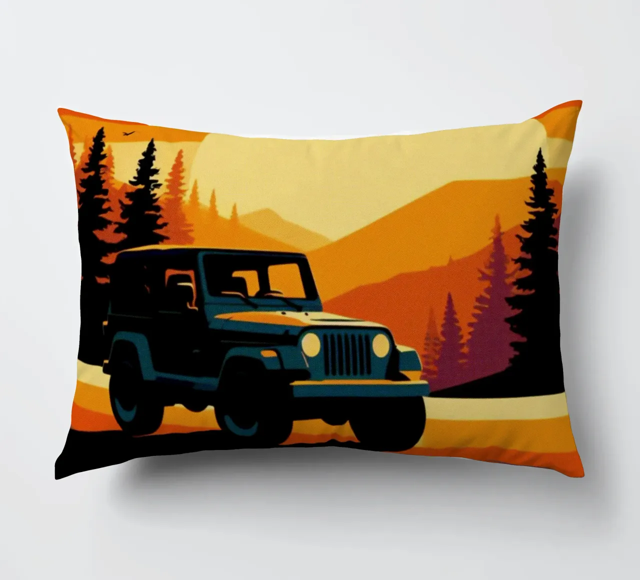 Tramonto Jeep 4x4 - Poster vintage cuscino da posterprints-by-nomad