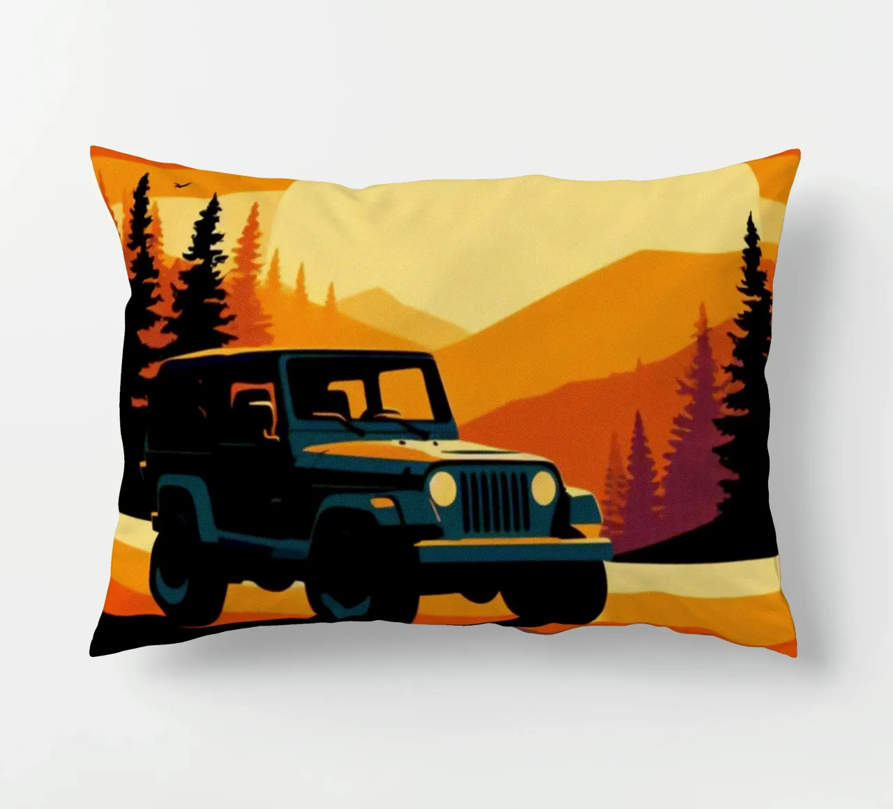 Tramonto Jeep 4x4 - Poster vintage cuscino da posterprints-by-nomad