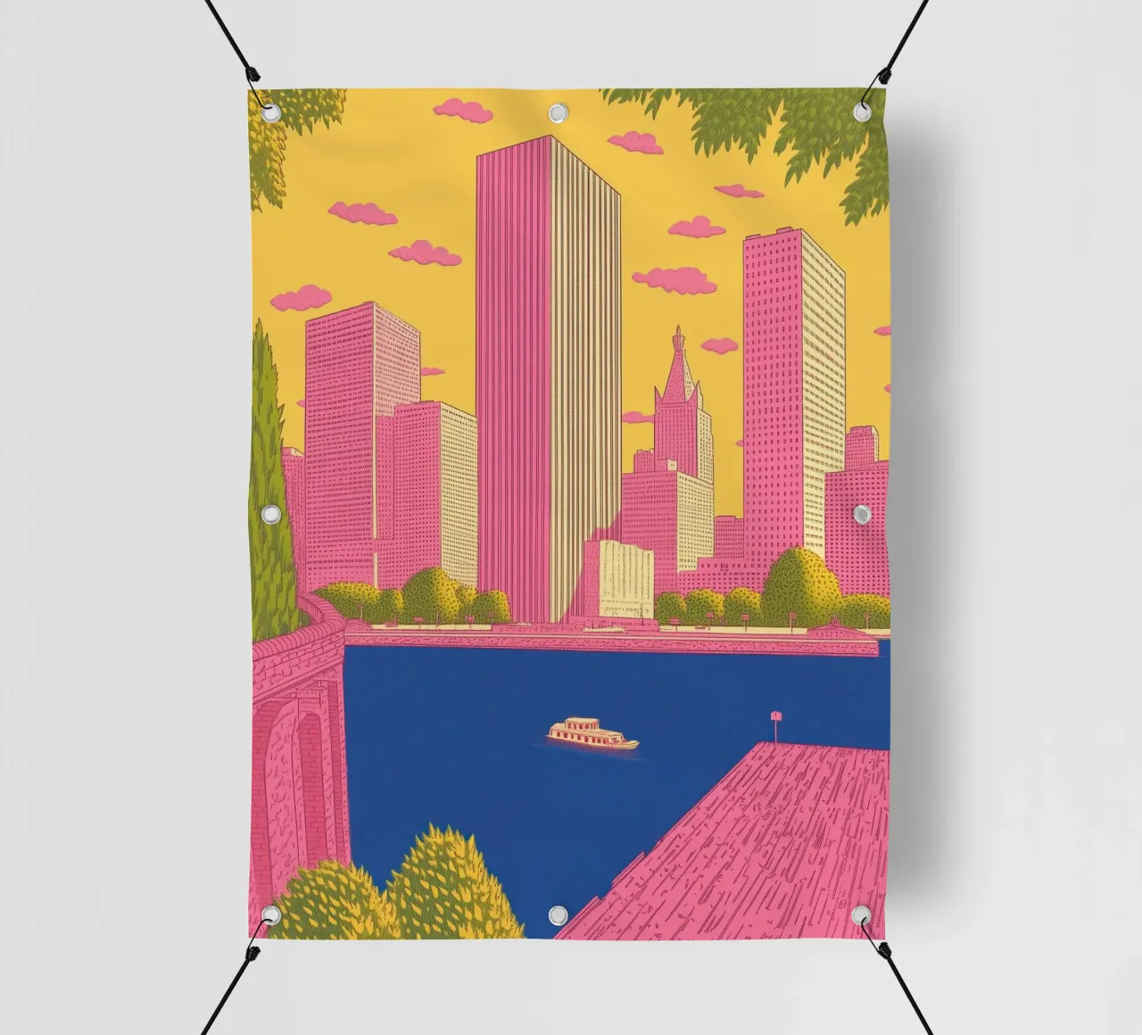 Skyline della città di New York: Arredo urbano vibrante e pop art telo in pvc da Kaji