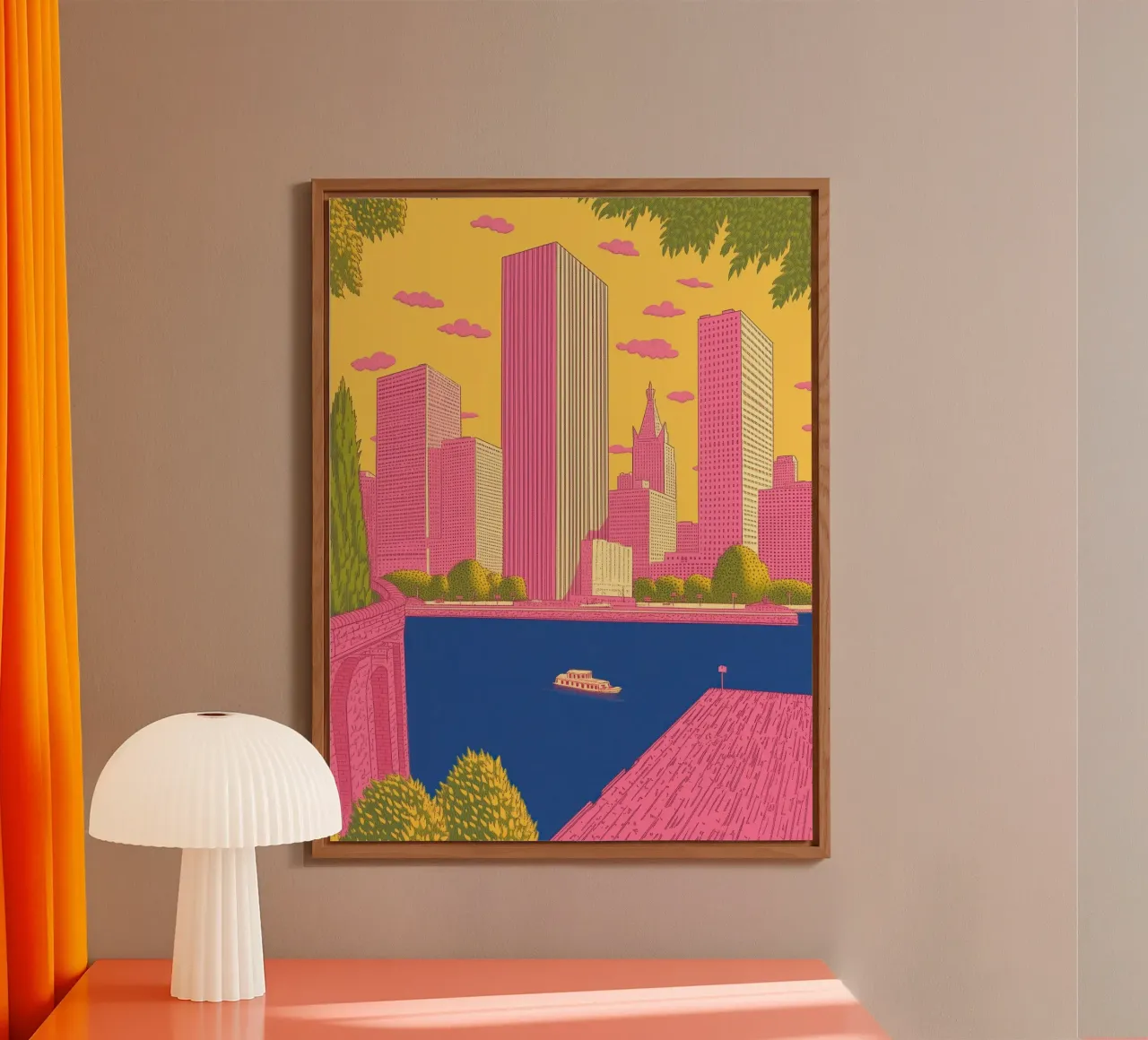 Skyline della città di New York: Arredo urbano vibrante e pop art alluminio dibond da Kaji
