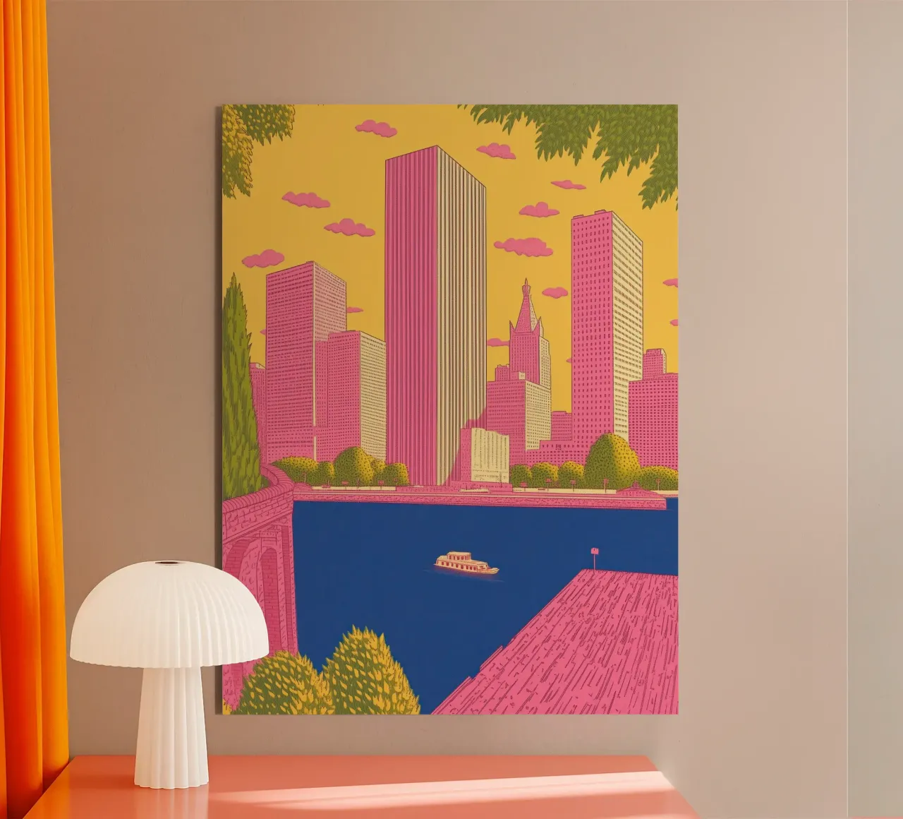Skyline della città di New York: Arredo urbano vibrante e pop art alluminio dibond da Kaji