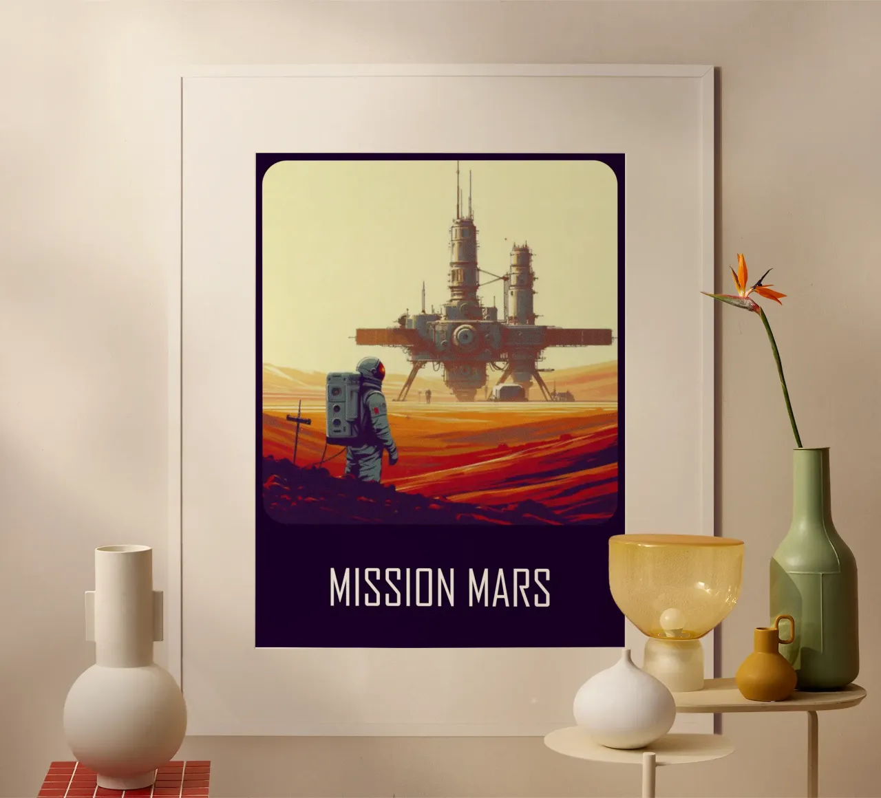 Mission Mars - Impression d'affiches vintage poster avec cadre en bois de posterprints-by-nomad