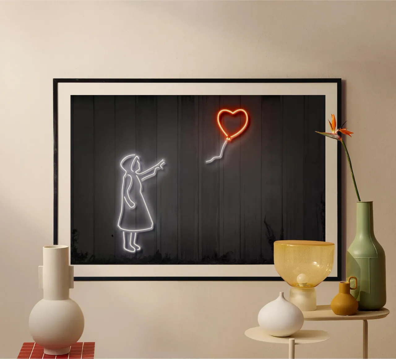 Girl With a Balloon poster con telaio in legno da Octavian