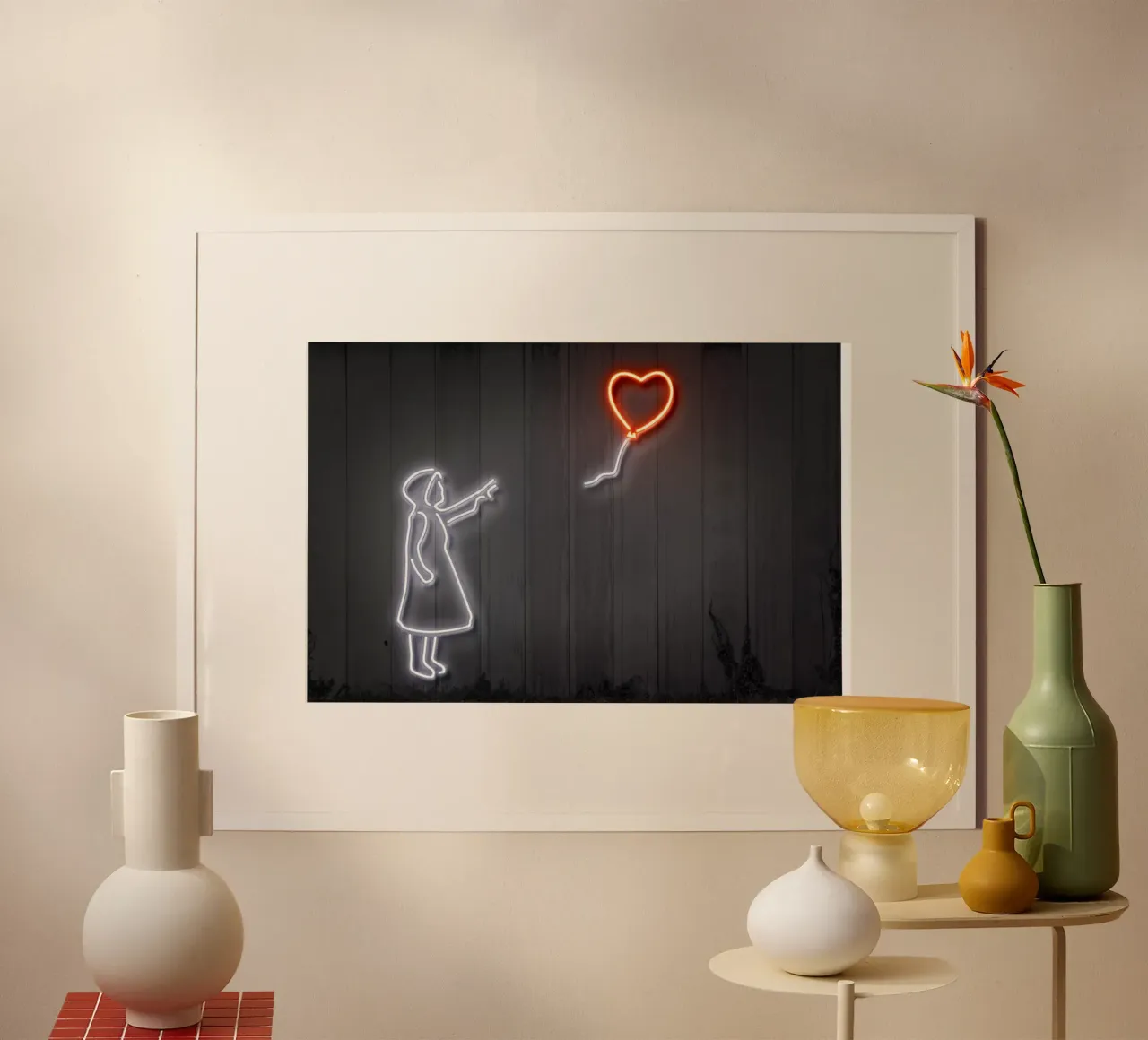 Girl With a Balloon poster con telaio in legno da Octavian