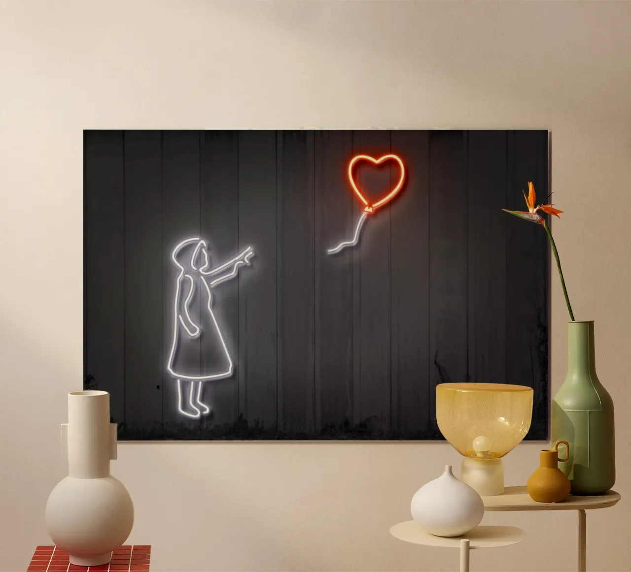 Girl With a Balloon poster con telaio in legno da Octavian
